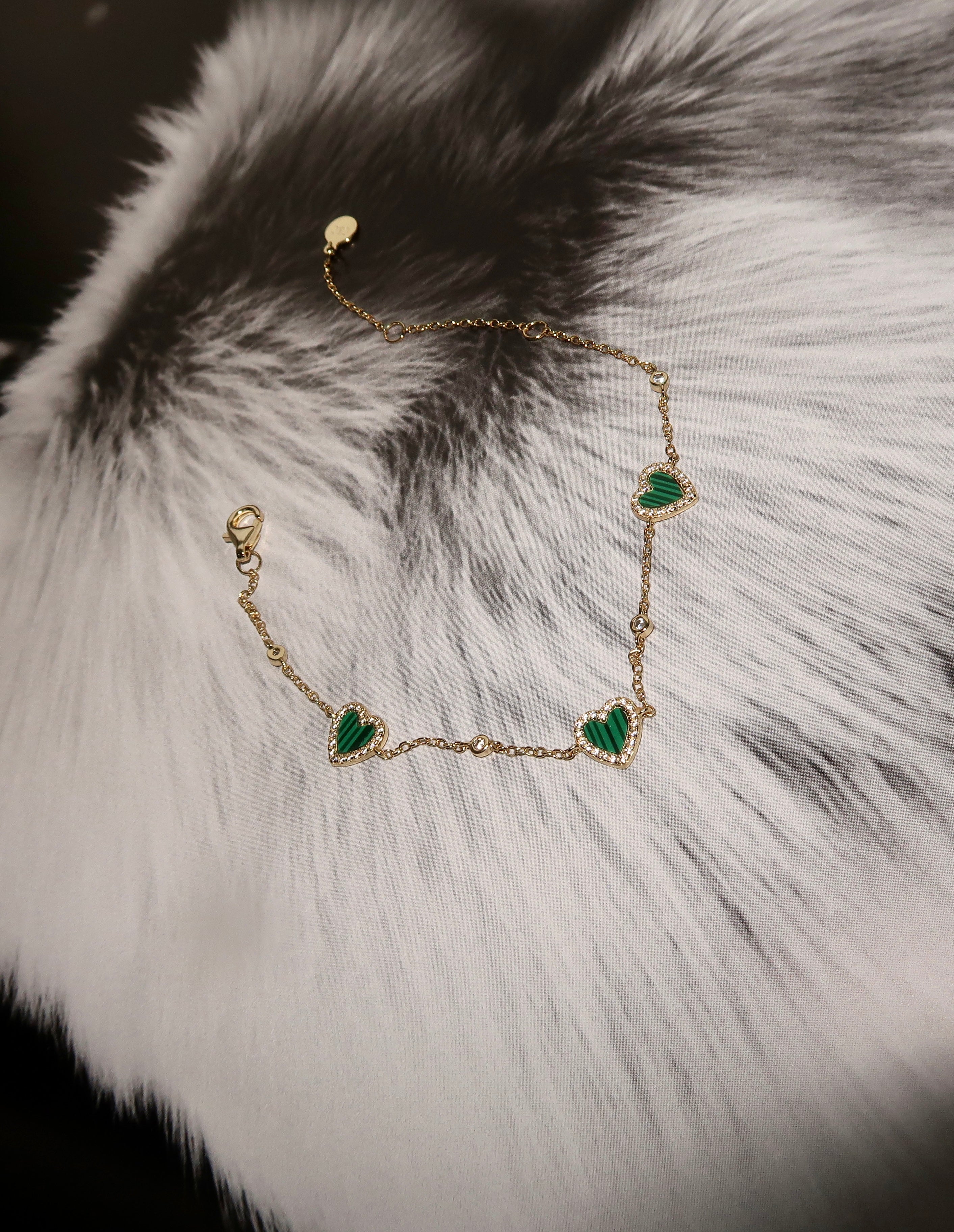 TRIPLE HEART MALACHITE BRACELET