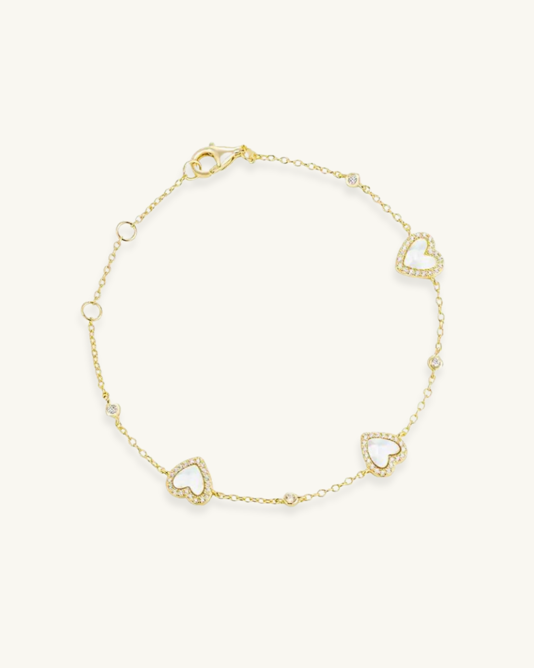 TRIPLE HEART MOTHER OF PEARL BRACELET