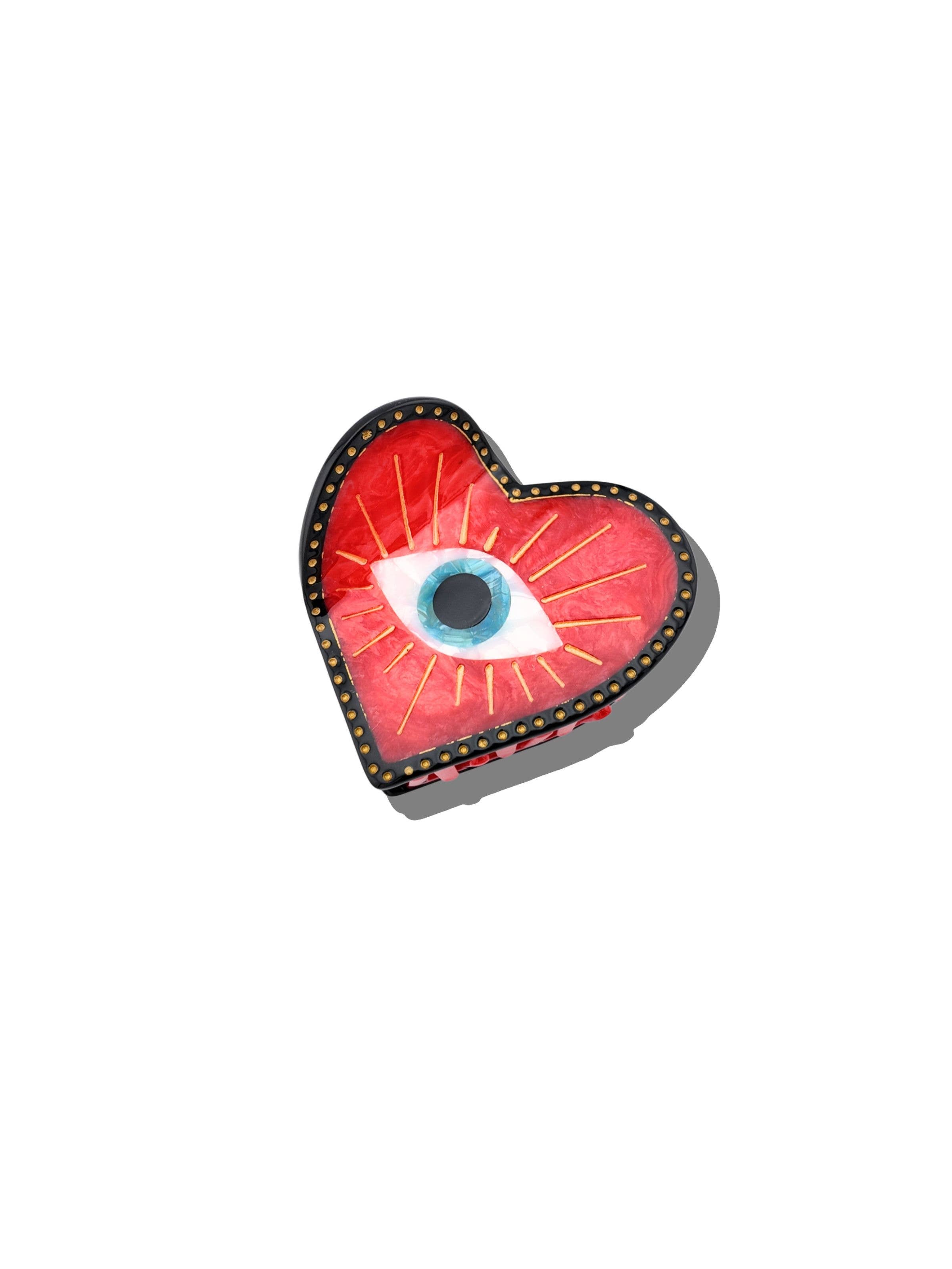 Lucky Eye Heart Hair Claw Clip