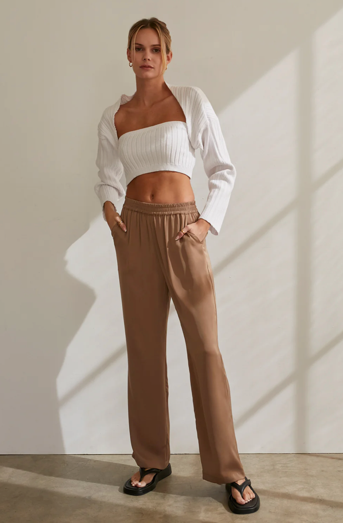 WHITE TOP & CARDIGAN SET