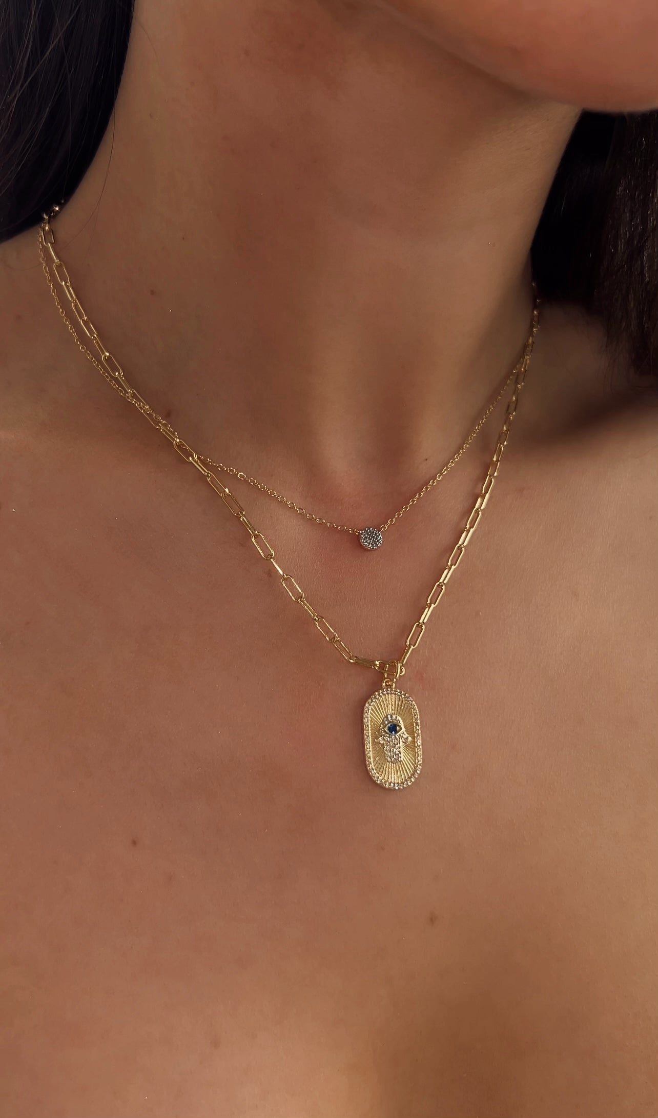 COLLIER DISQUE PAVÉ