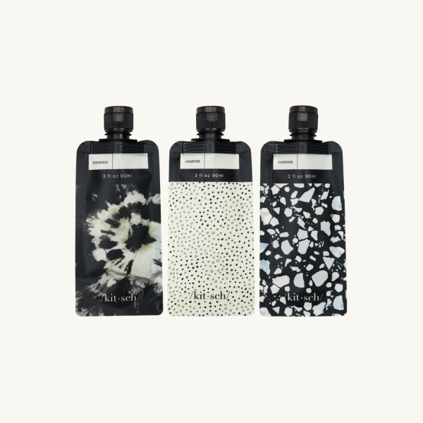 ENSEMBLE DE POCHETTES DE VOYAGE RECHARGEABLES - Noir et ivoire