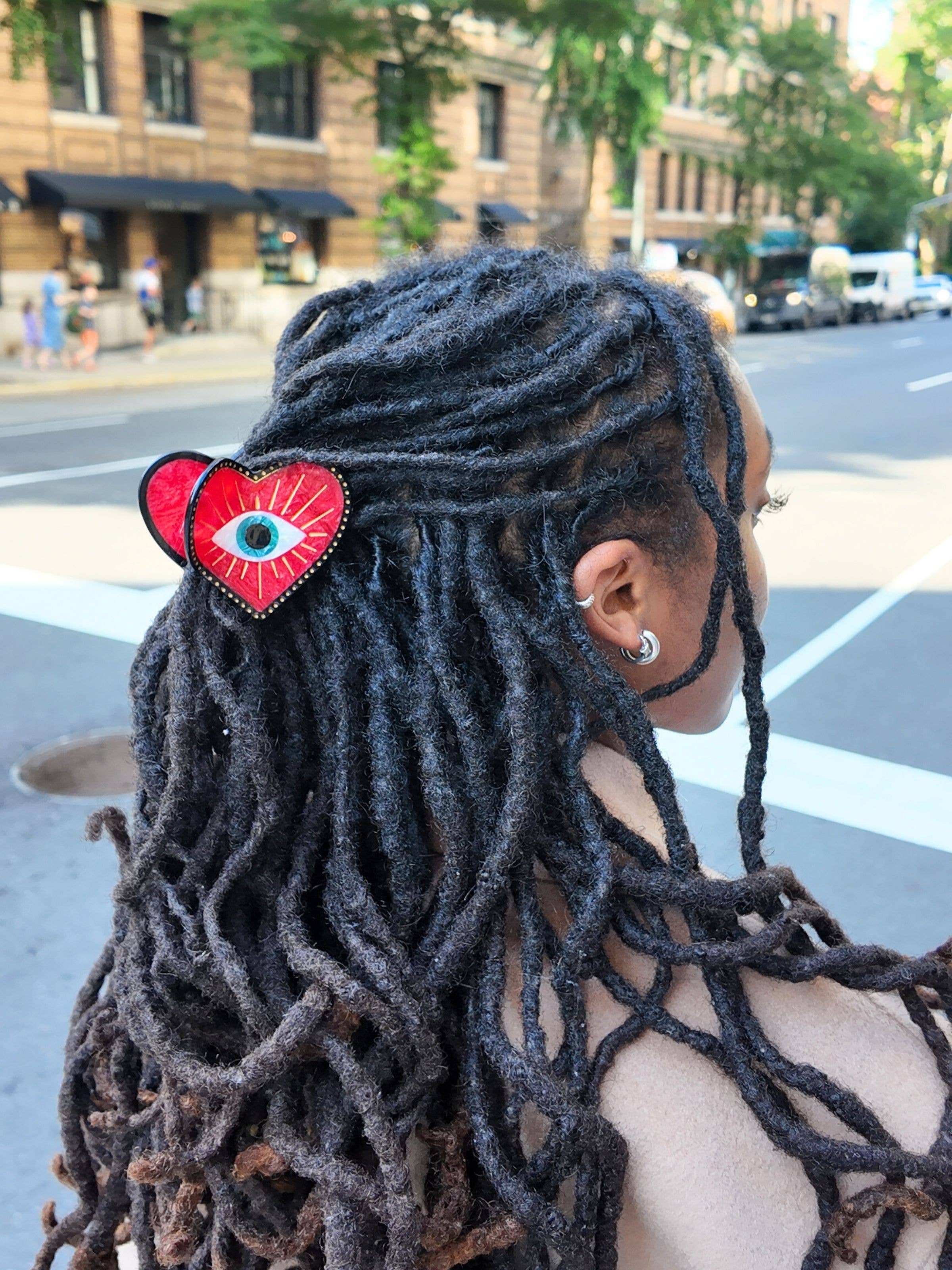 Lucky Eye Heart Hair Claw Clip