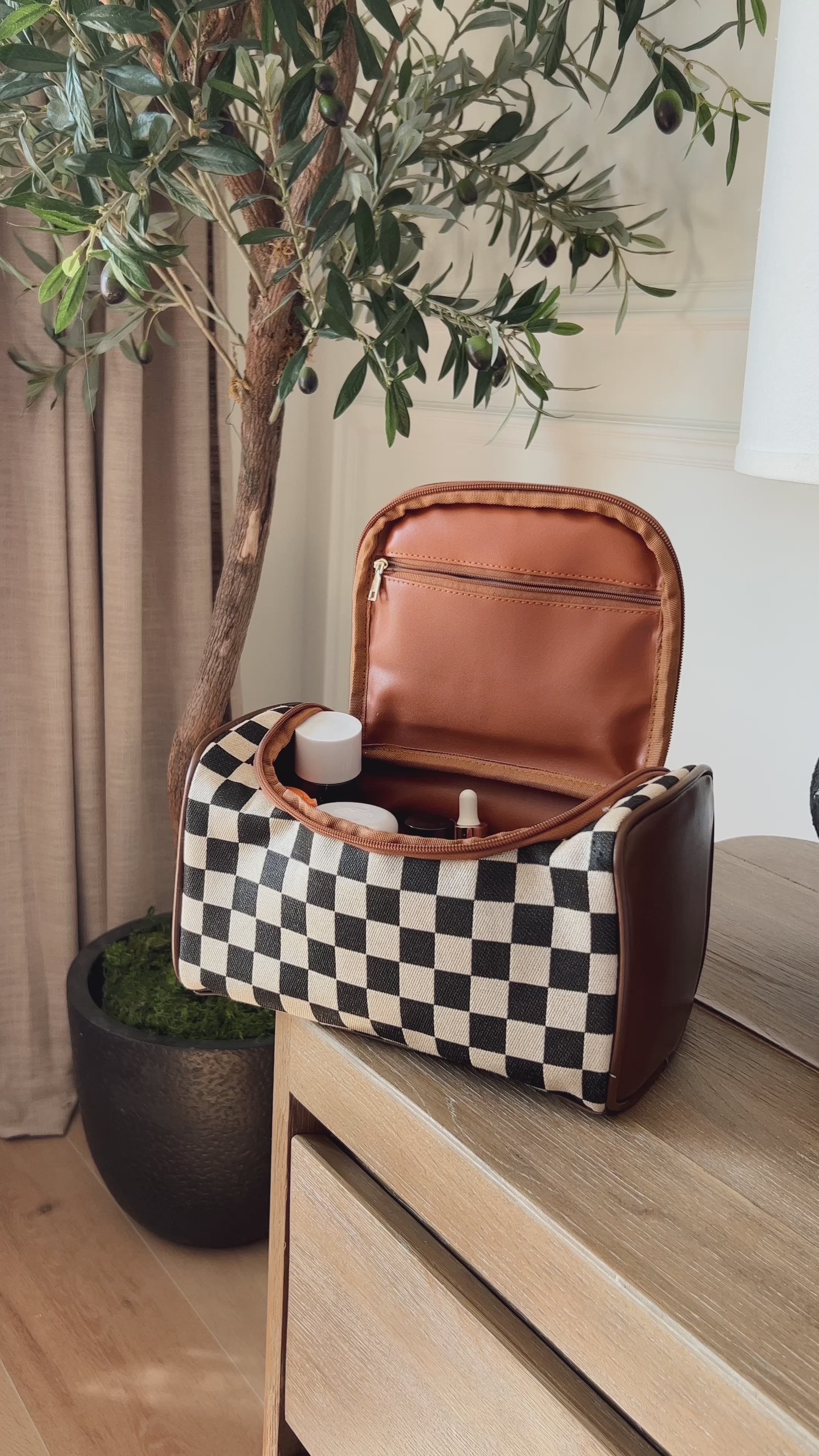 TROUSSE À COSMÉTIQUES À CARREAUX