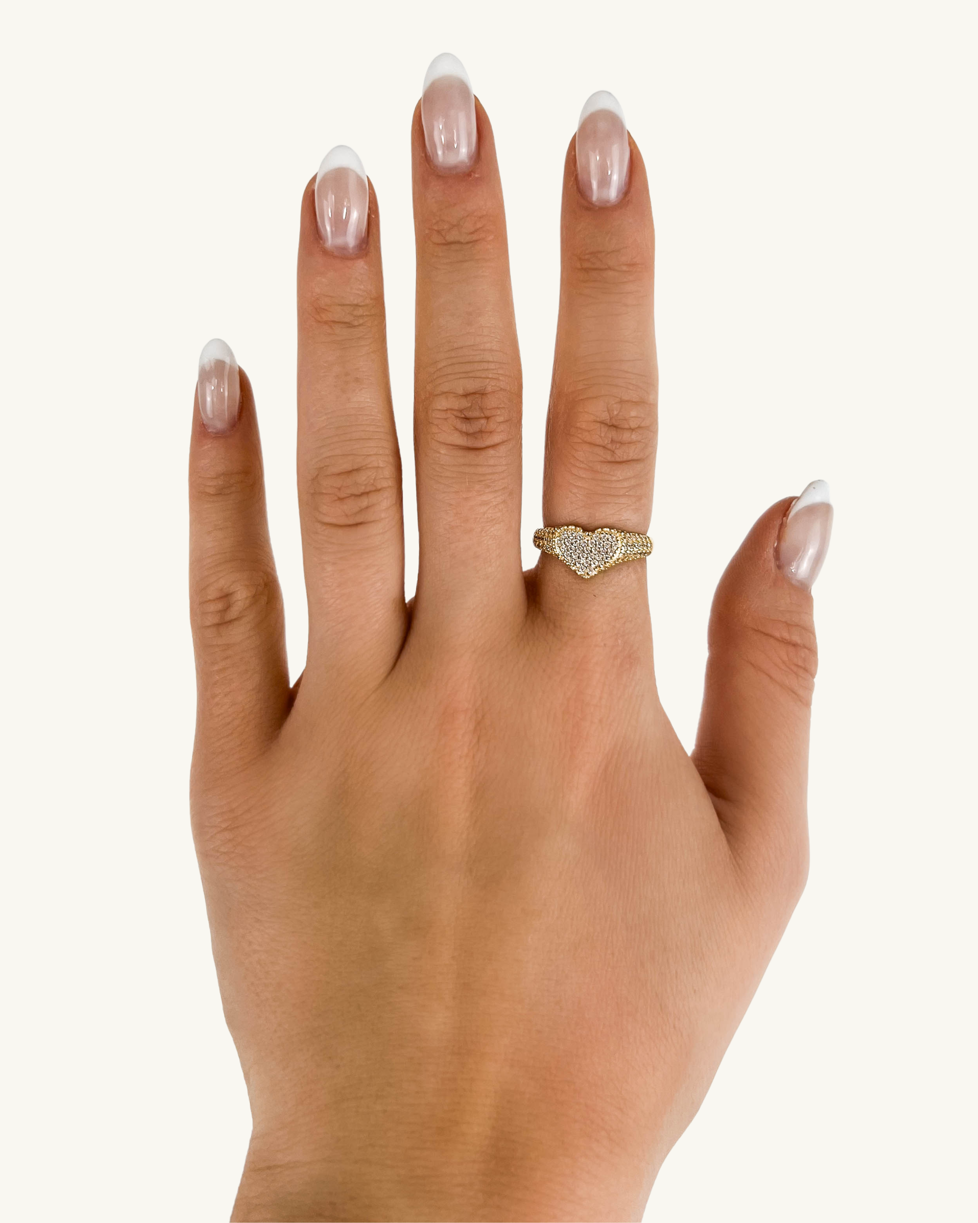 CHEVALIÈRE COEUR PAVÉ