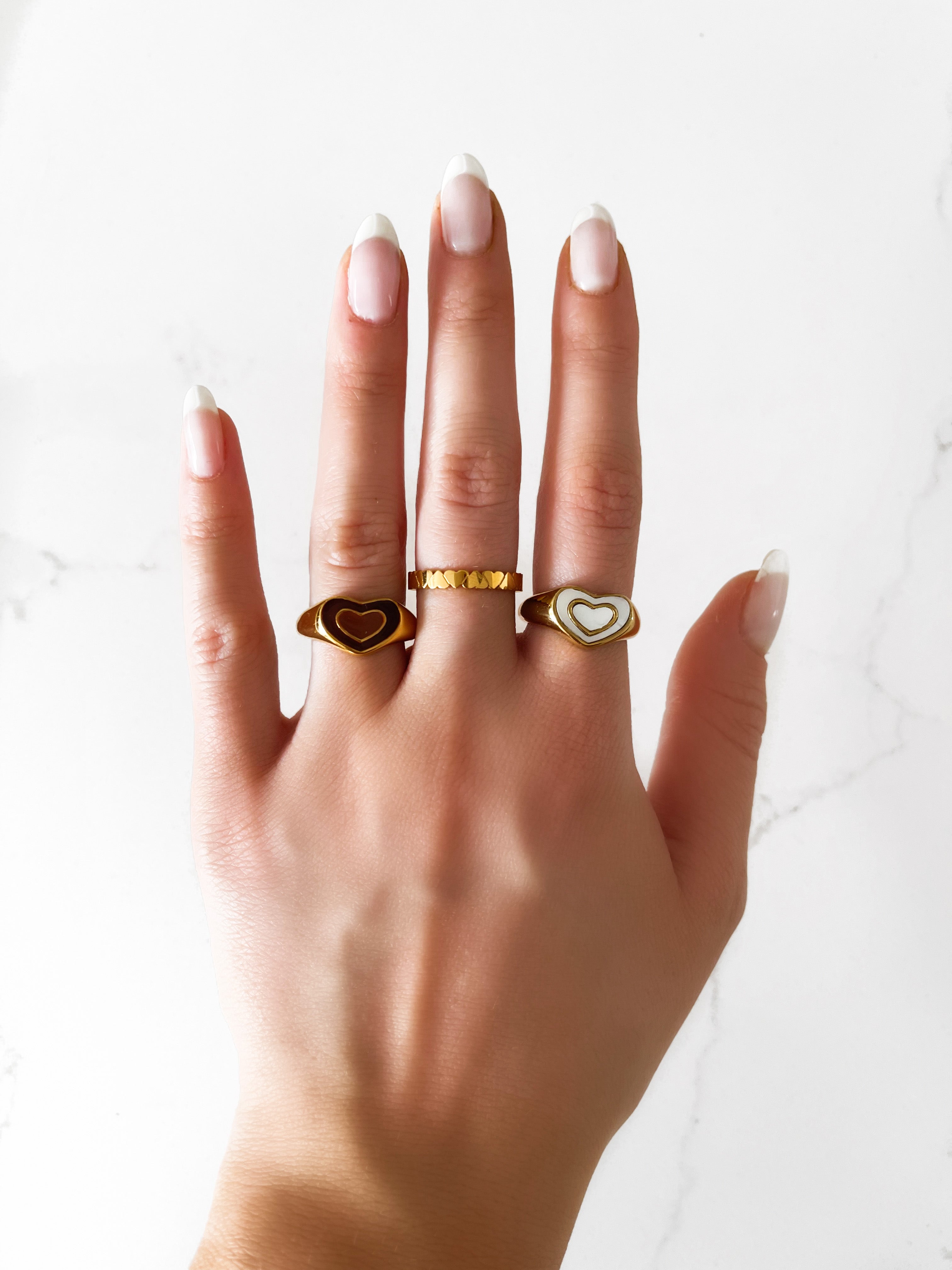 BAGUE COEUR - MARRON ET PERLE