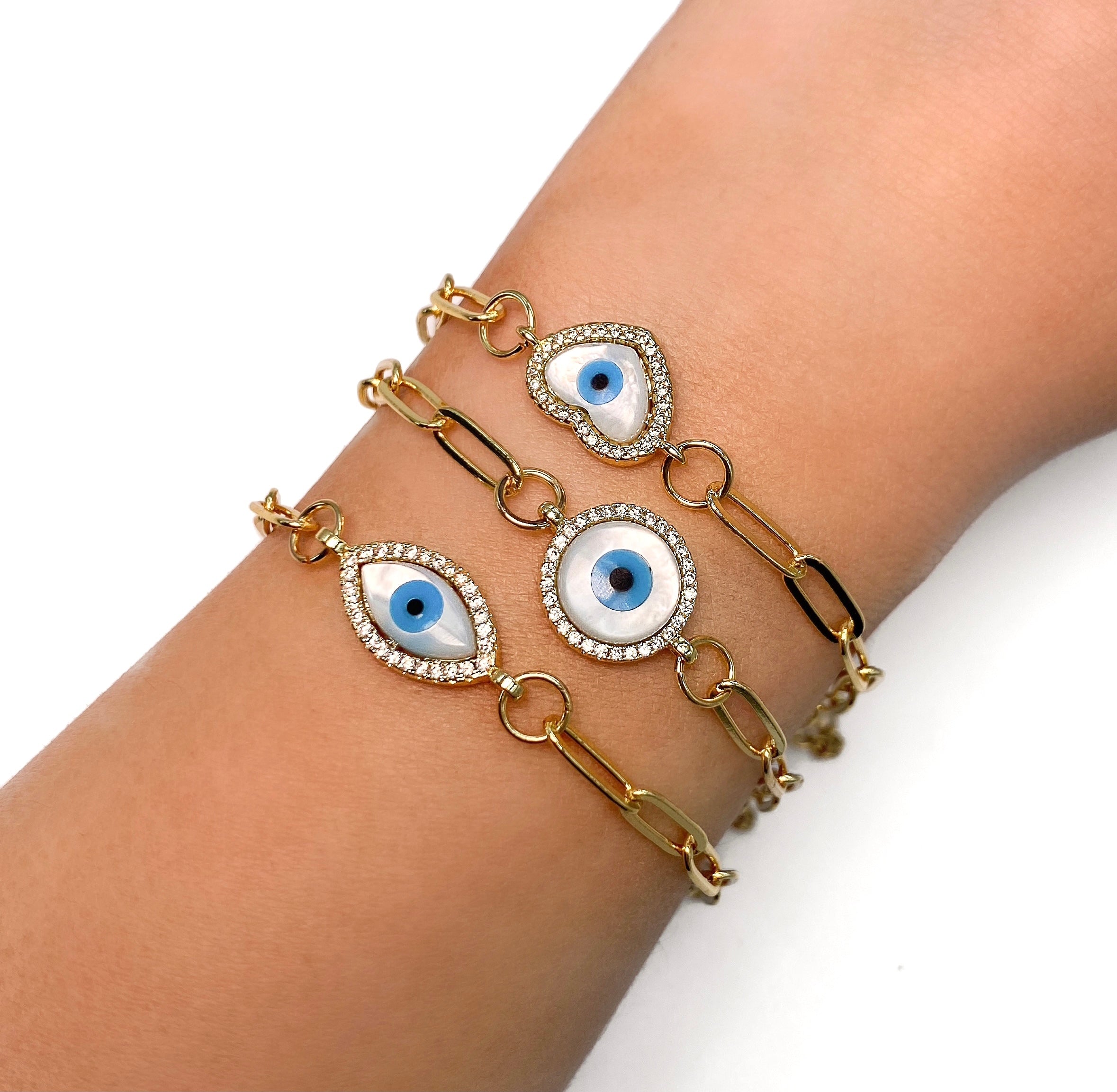 BRACELET À CHARME MAILLON VINTAGE ET MAUVAIS ŒIL