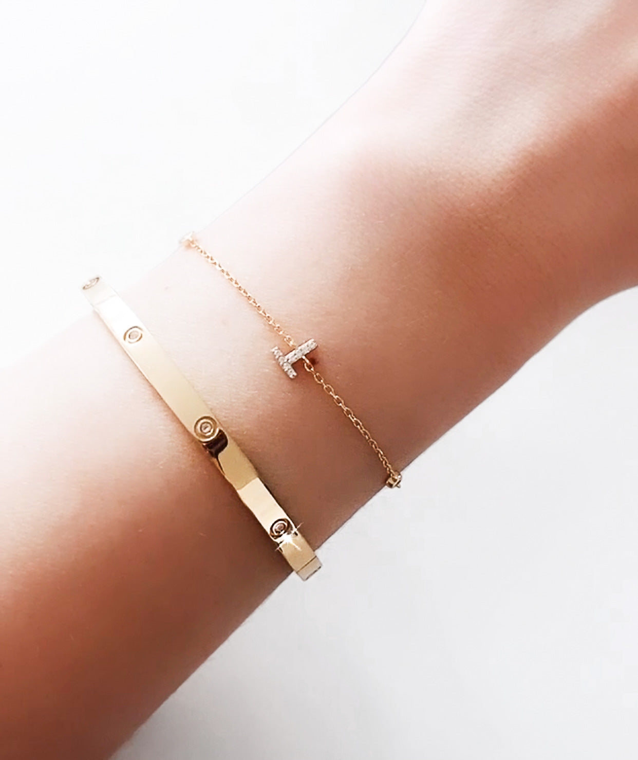 INITIAL + DIAMOND BRACELET