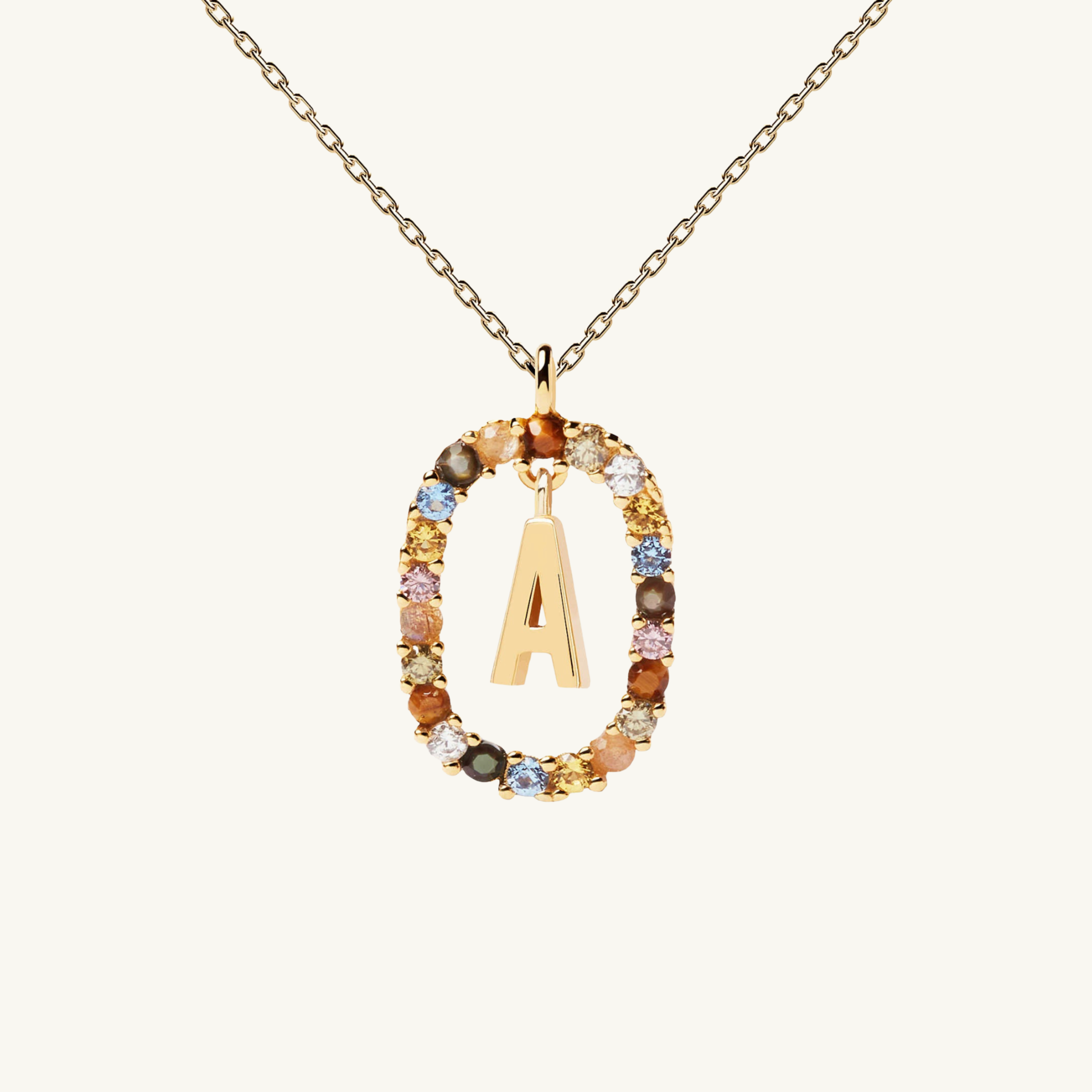 MULTICOLOR FOREVER INITIAL NECKLACE