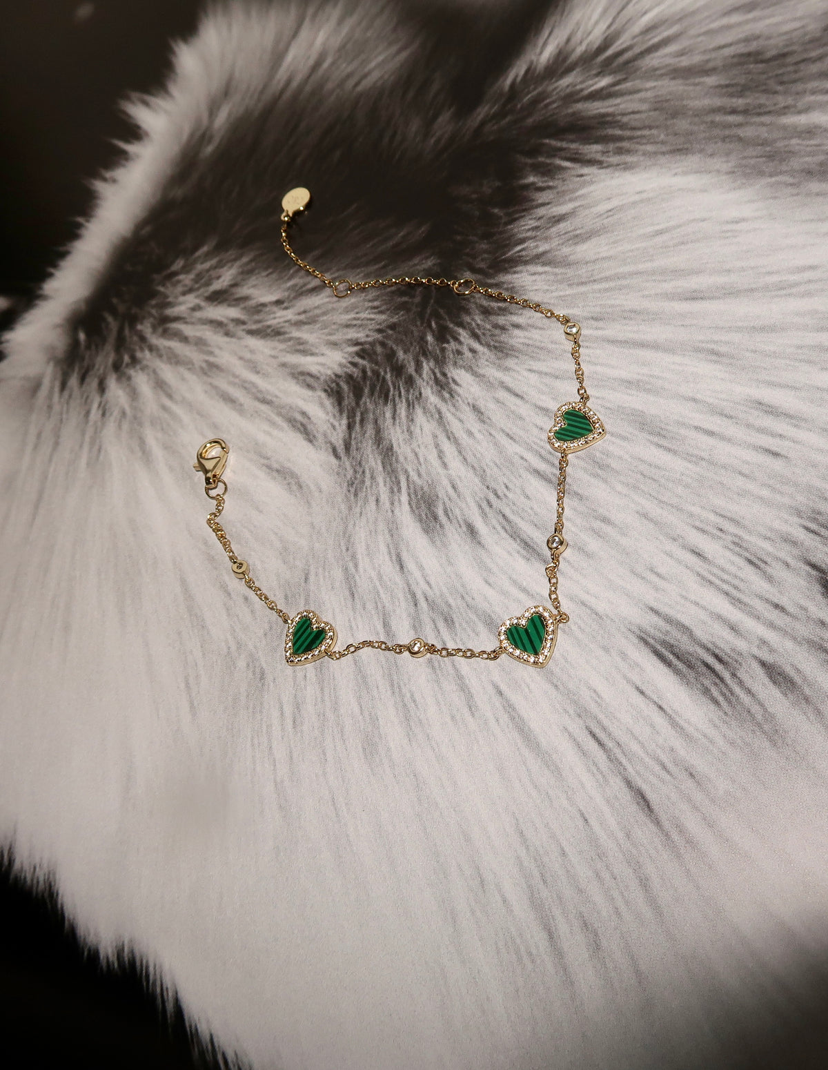 TRIPLE HEART MALACHITE BRACELET