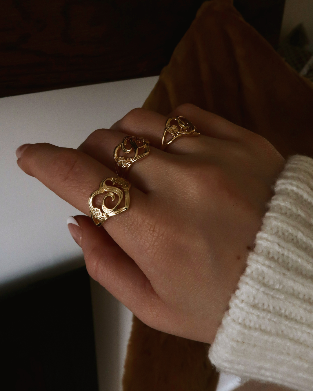 BAGUE CŒUR INITIALE SCRIPT