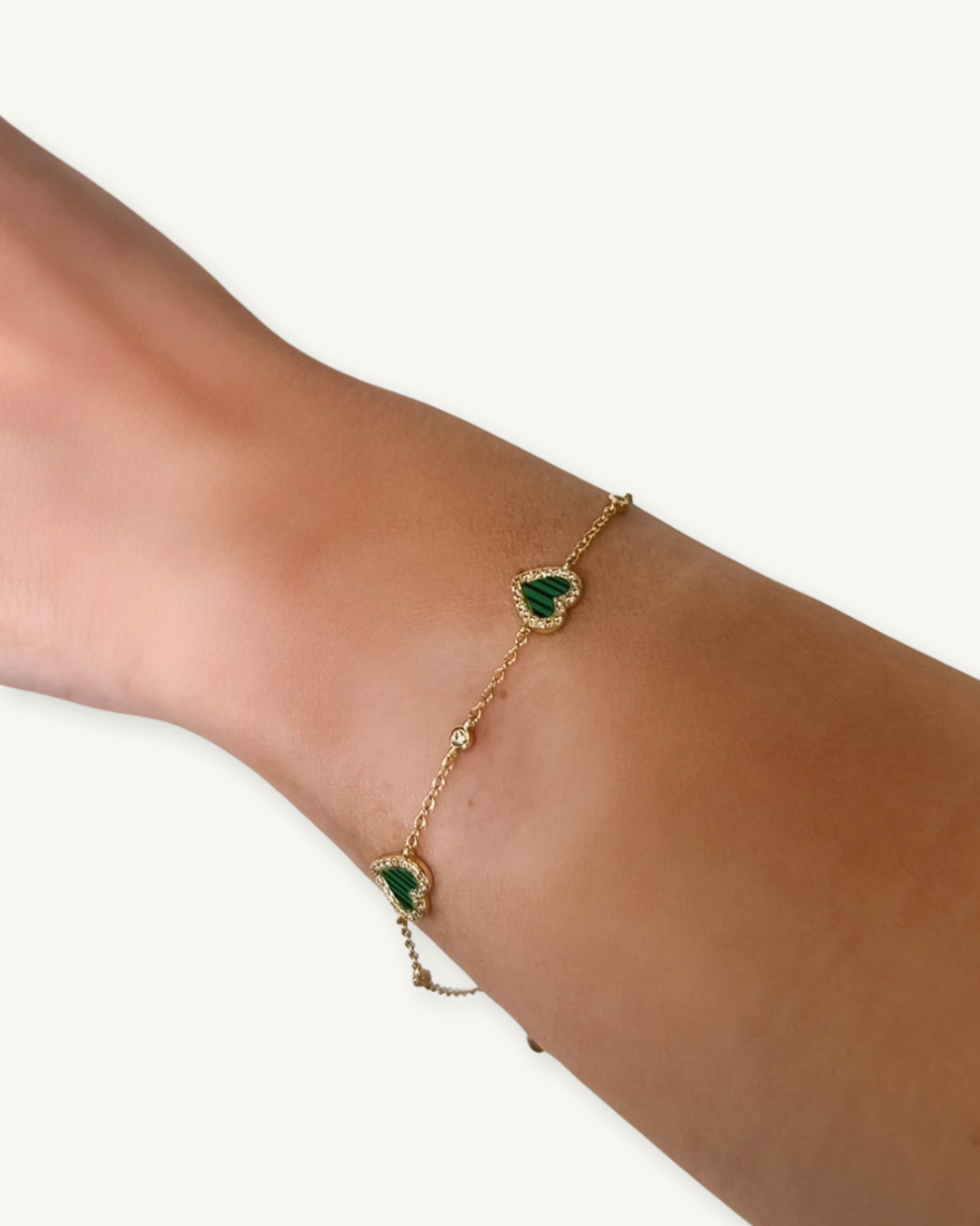 TRIPLE HEART MALACHITE BRACELET