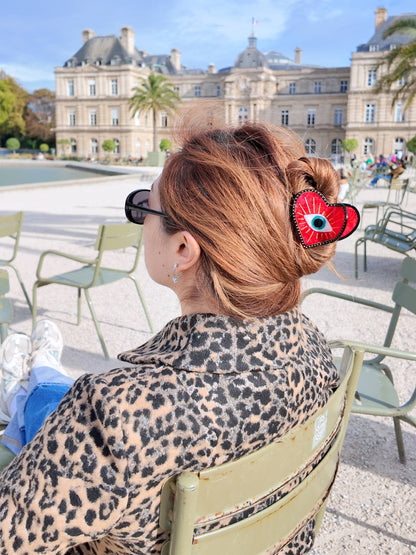 Lucky Eye Heart Hair Claw Clip