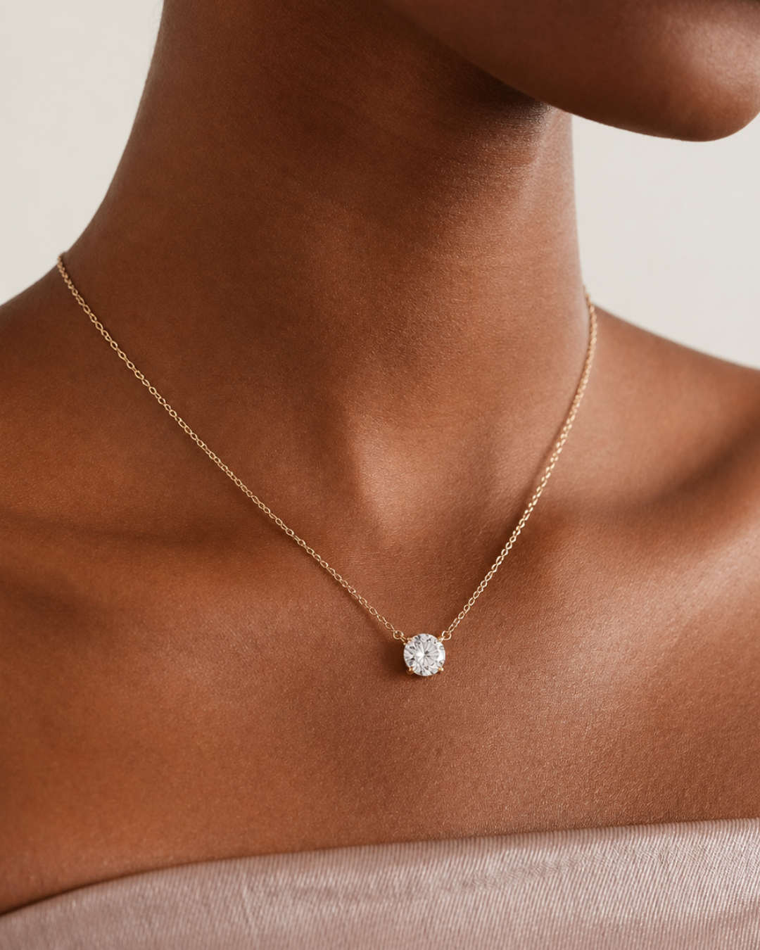 MOISSANITE SOLITAIRE NECKLACE (5mm - 8mm)
