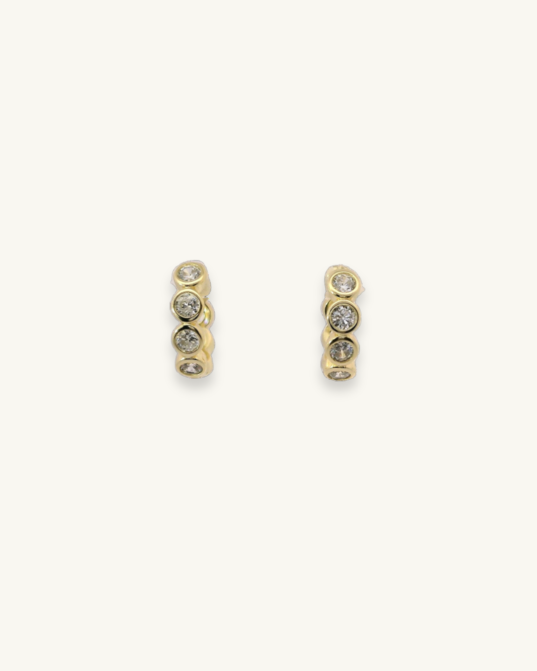 Bowie Earrings - ROUND BEZEL HUGGIE EARRINGS