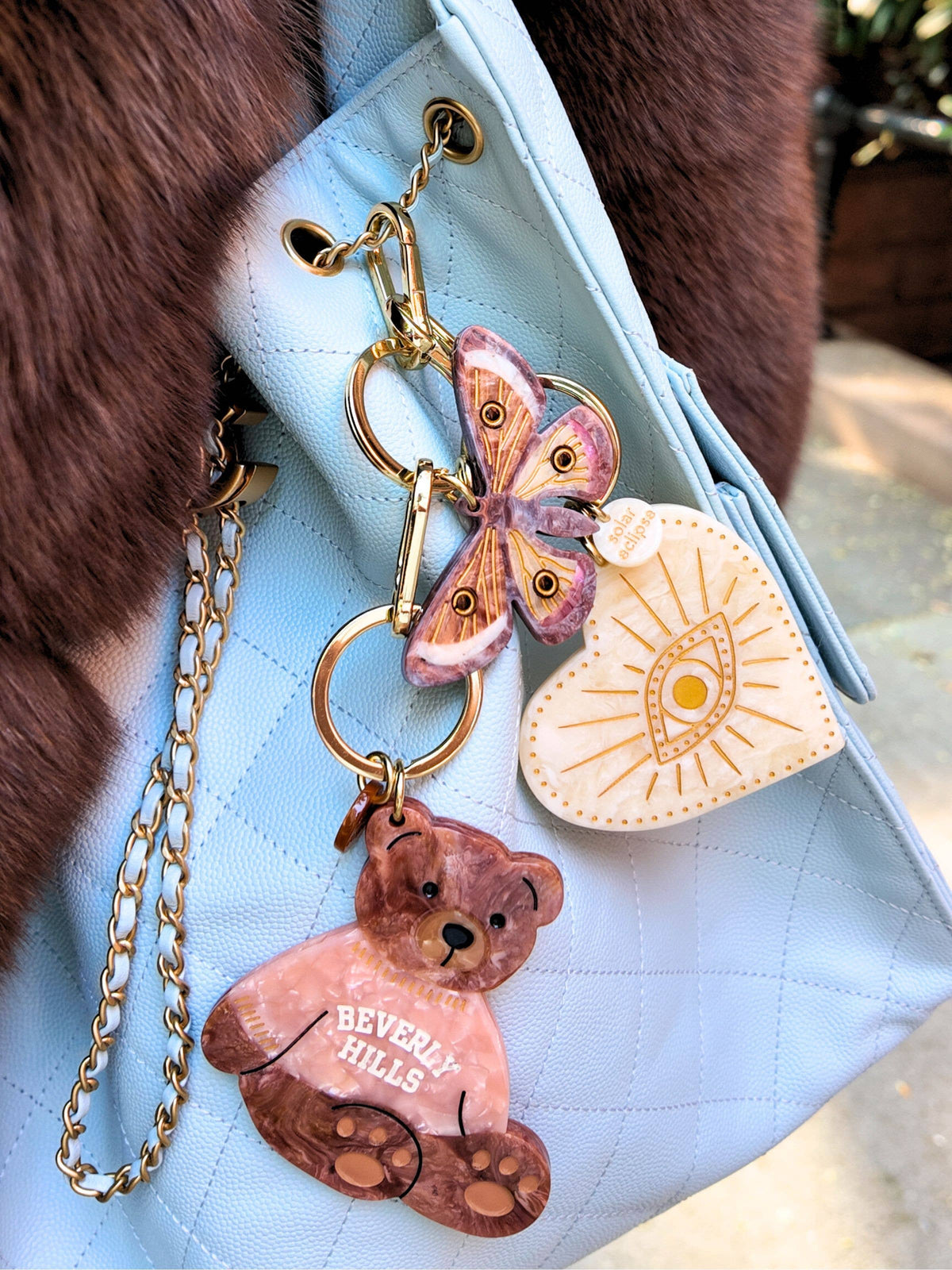 Breloque de sac + porte-clés Cœur céleste