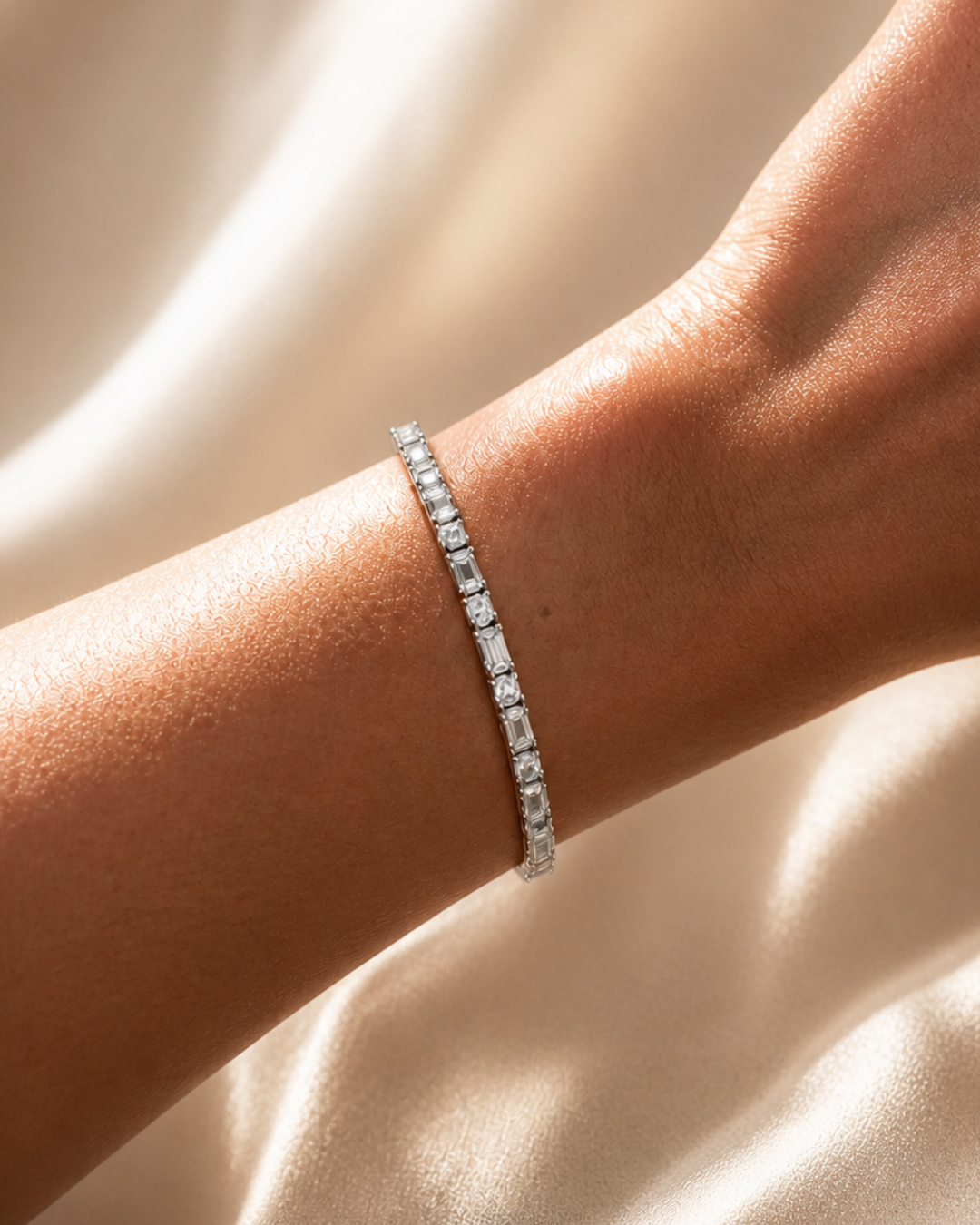 Emerald &amp; Asscher Moissanite Tennis Bracelet