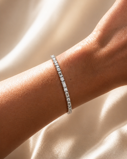 Emerald &amp; Asscher Moissanite Tennis Bracelet