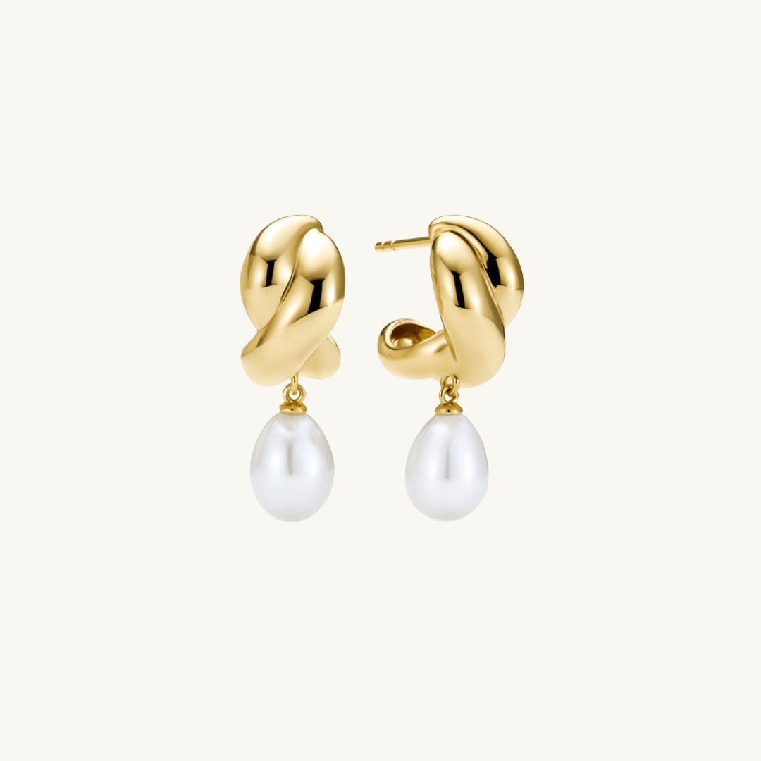 CROSSOVER DROP PEARL EARRING