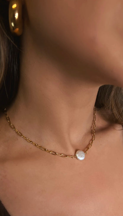 FRESHWATER PEARL VINTAGE LINK NECKLACE