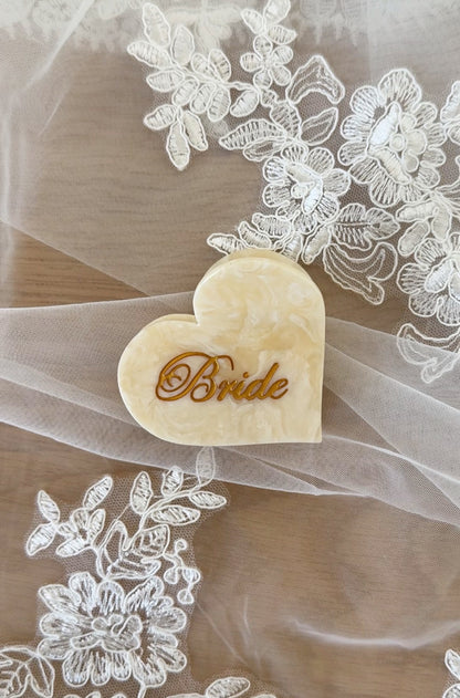 Bride Heart Claw Hair Clip