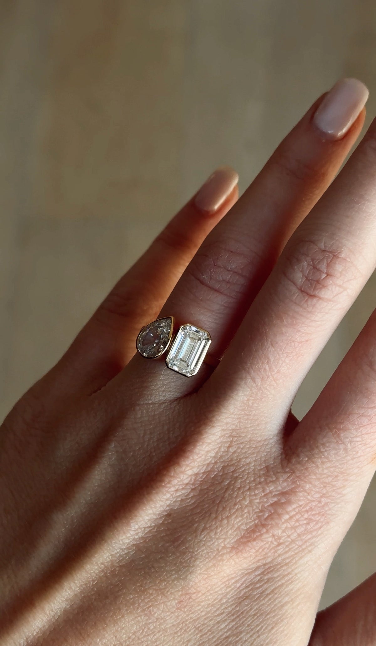 SIMONE - Bague luxe Toi et Moi sertie pavé