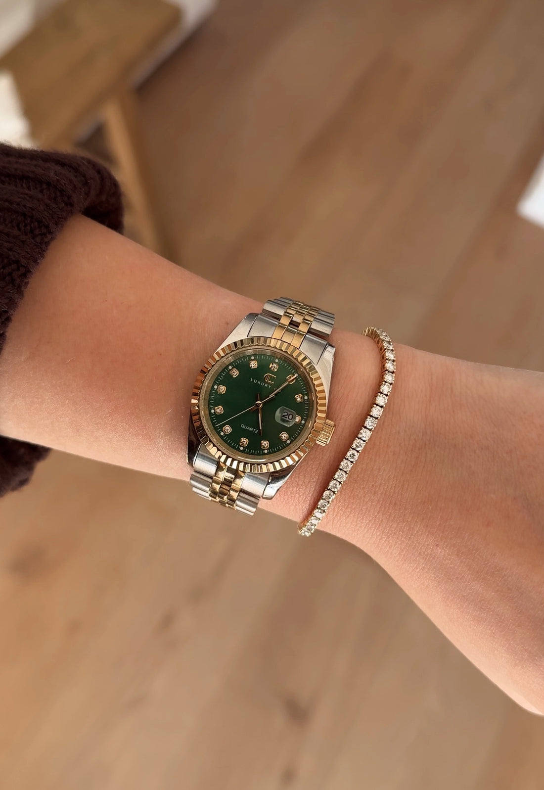 TWO-TONE &amp; EMERALD - CC CLASSIC WATCH