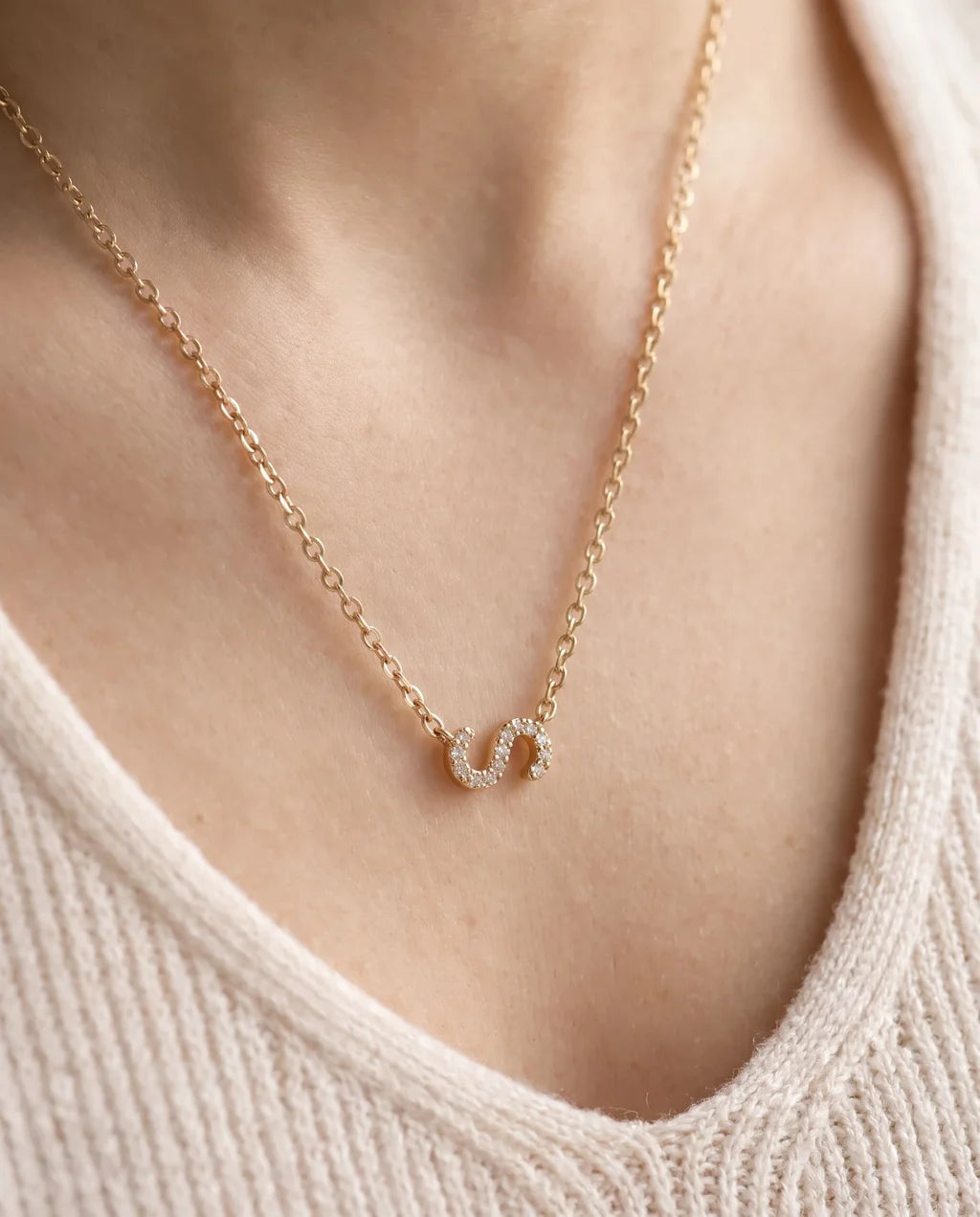 Le Collier Mark - COLLIER INITIALES MICRO PAVÉ