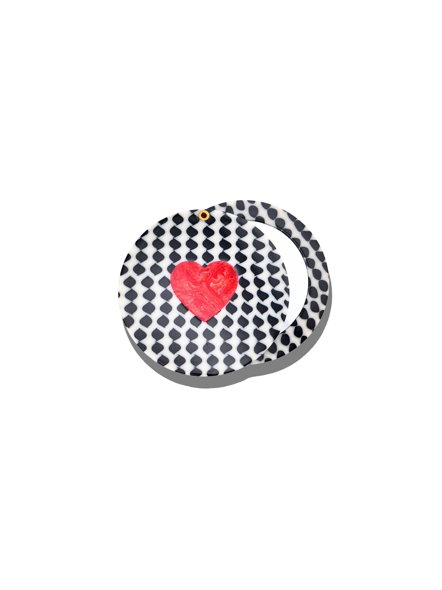 Polka Dot Heart Compact Mirror