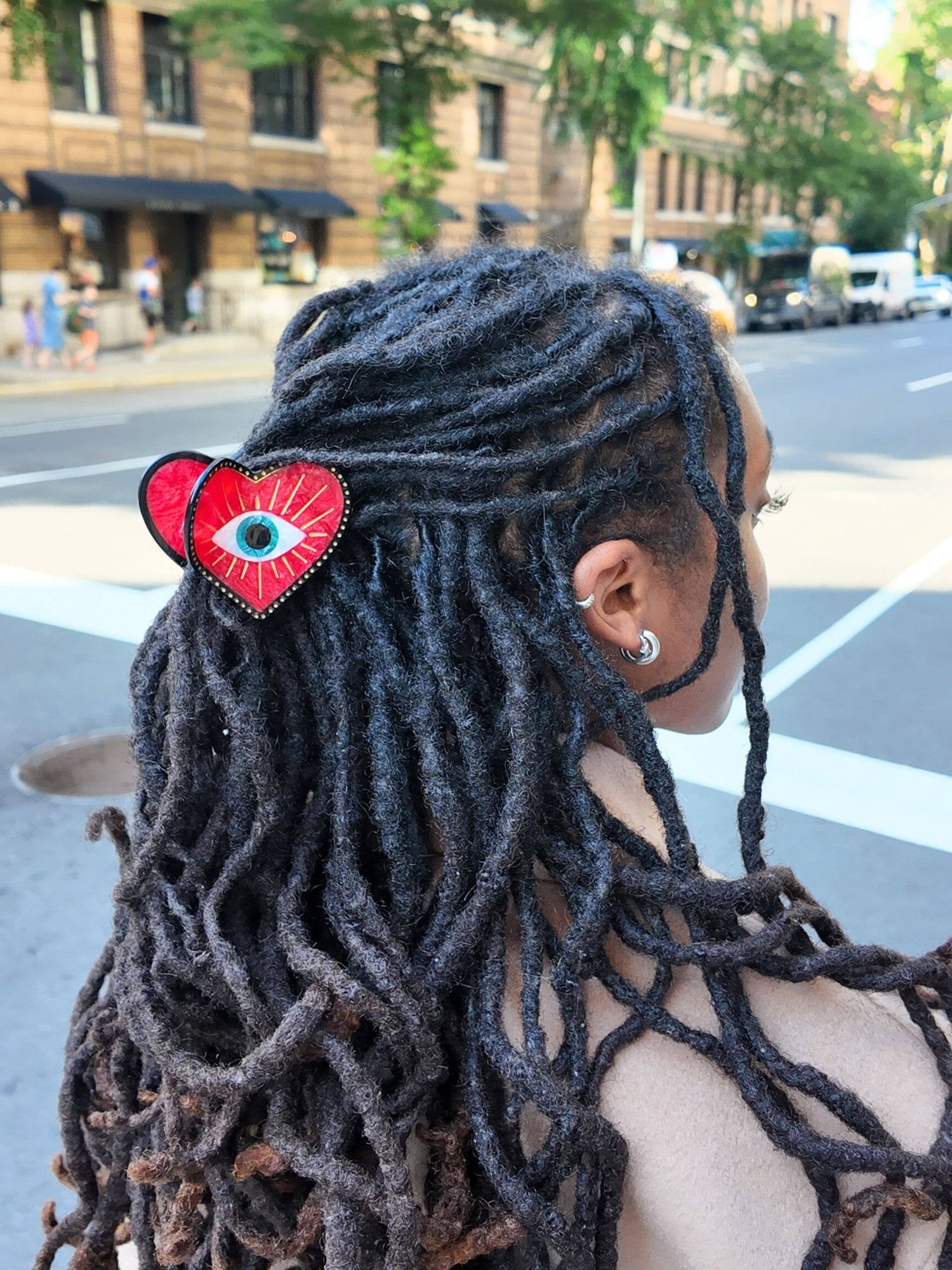 Lucky Eye Heart Hair Claw Clip