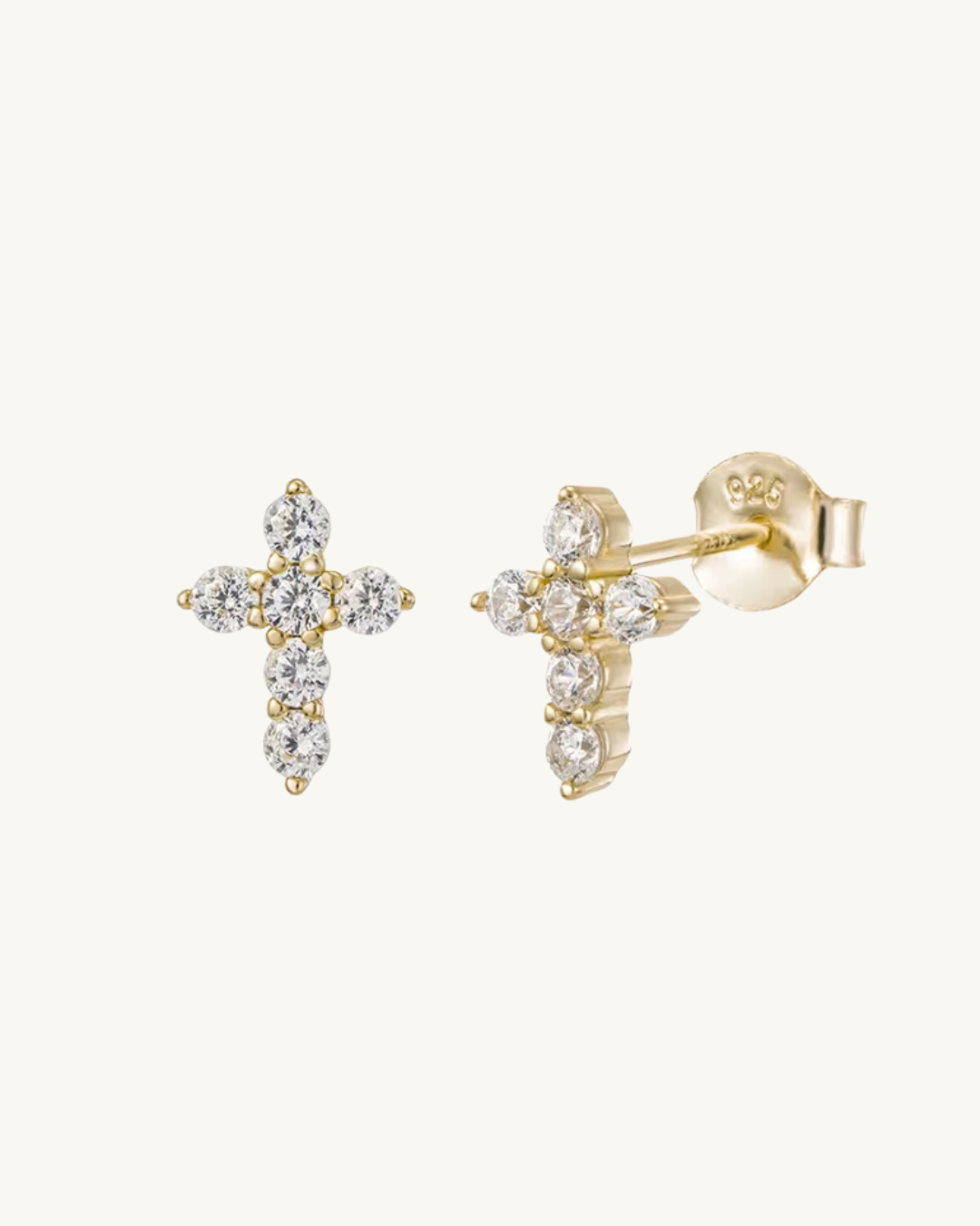 BAROQUE DIAMOND CROSS STUD