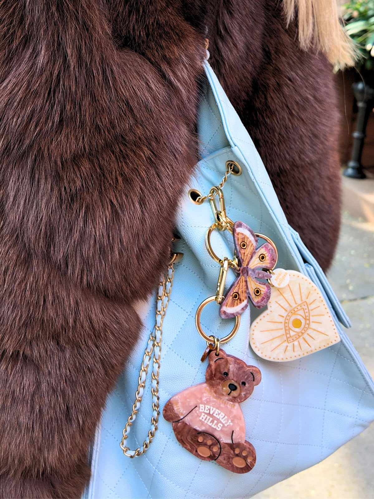 Breloque de sac + porte-clés Cœur céleste