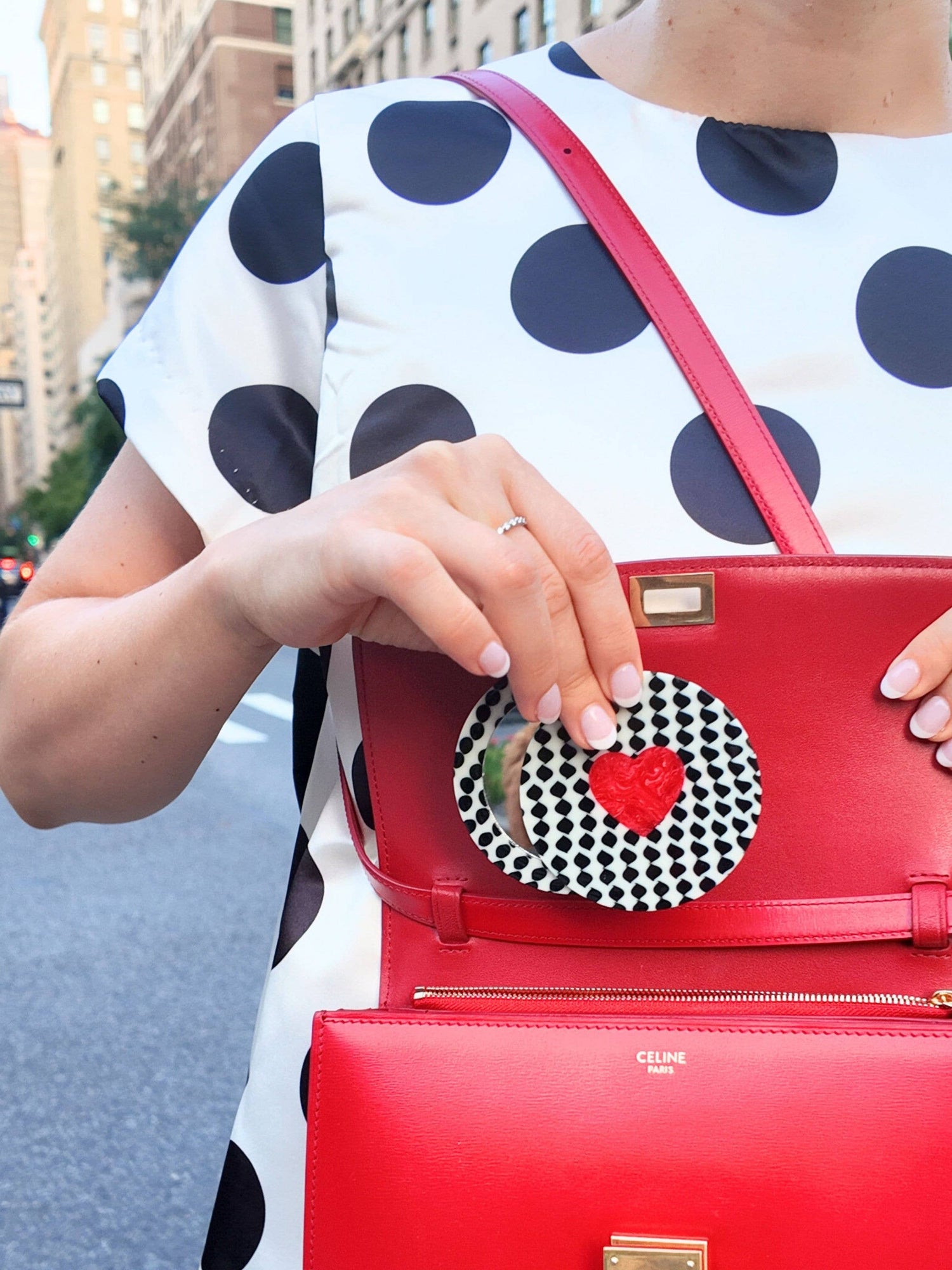Polka Dot Heart Compact Mirror