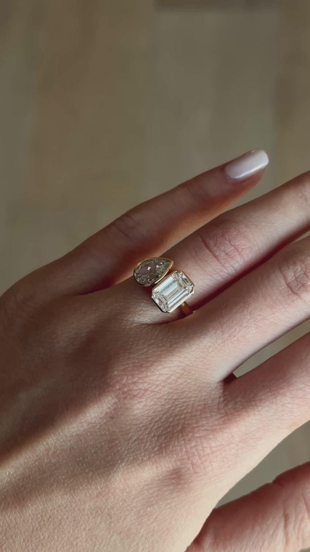 SIMONE - Bague luxe Toi et Moi sertie pavé