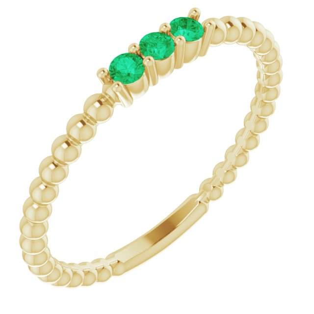 14K SOLID GOLD TRIPLE STONE STACKING RING