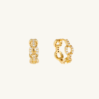 DIAMOND LINK MINI HOOP EARRINGS