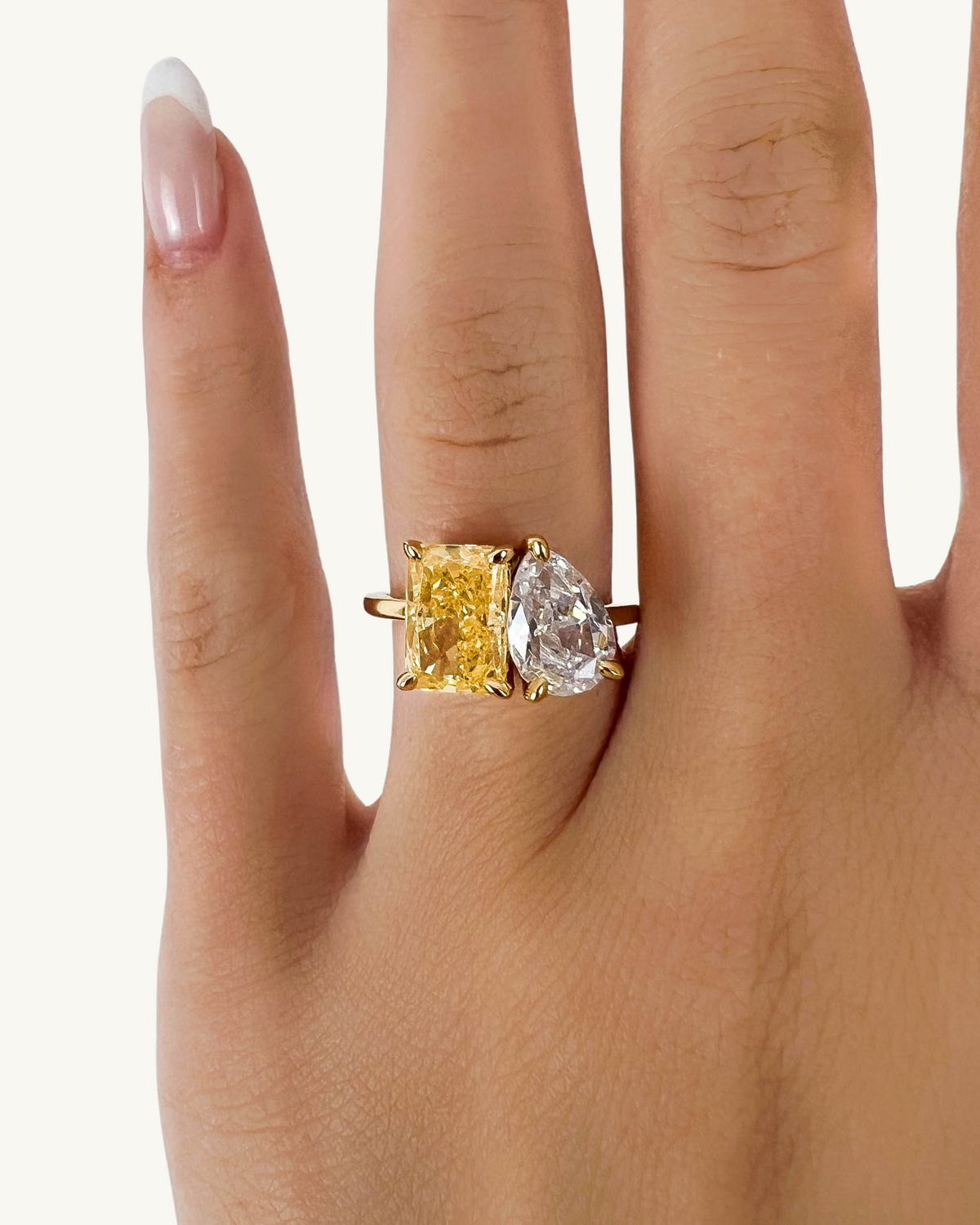 SERAFINA - Bague de luxe Toi-et-Moi CANARY