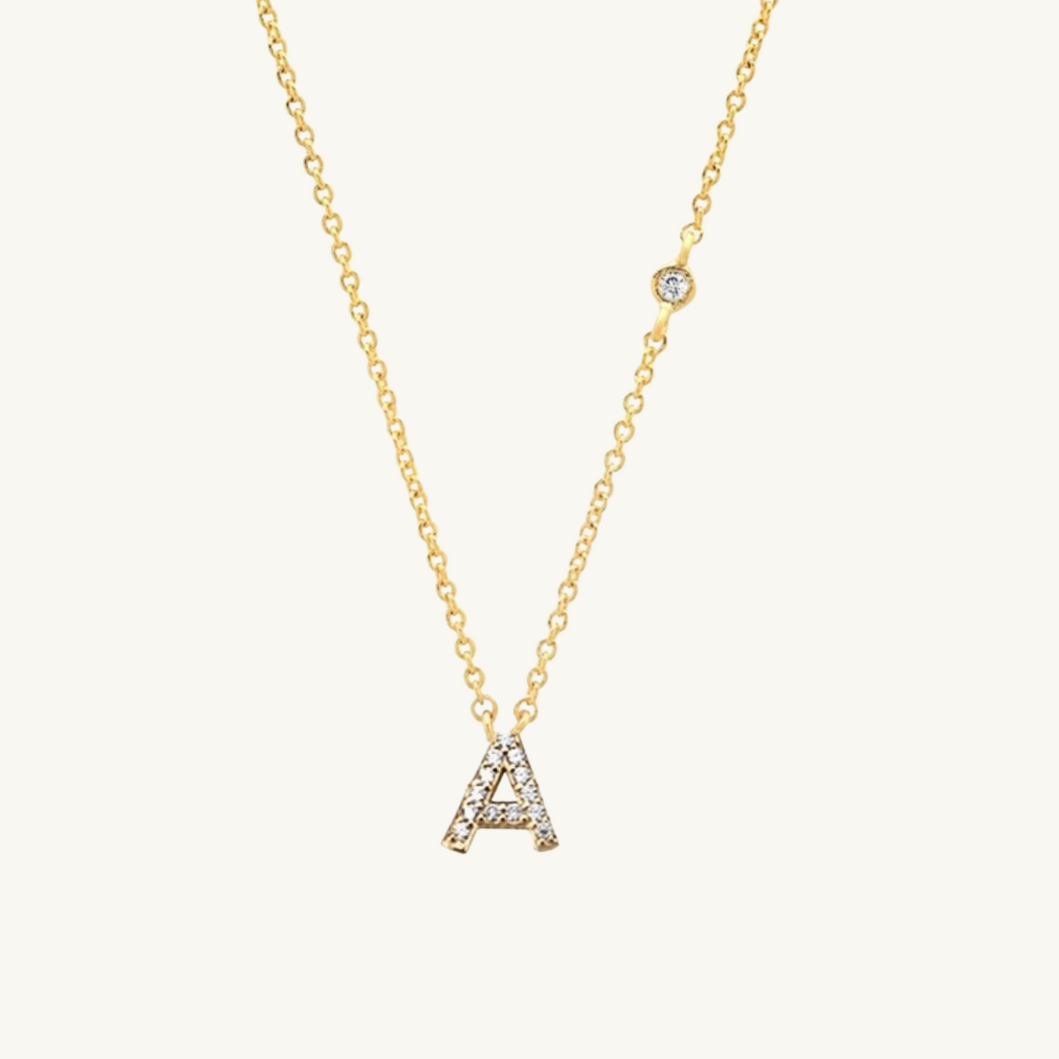 GOLD INITIAL + DIAMOND NECKLACE