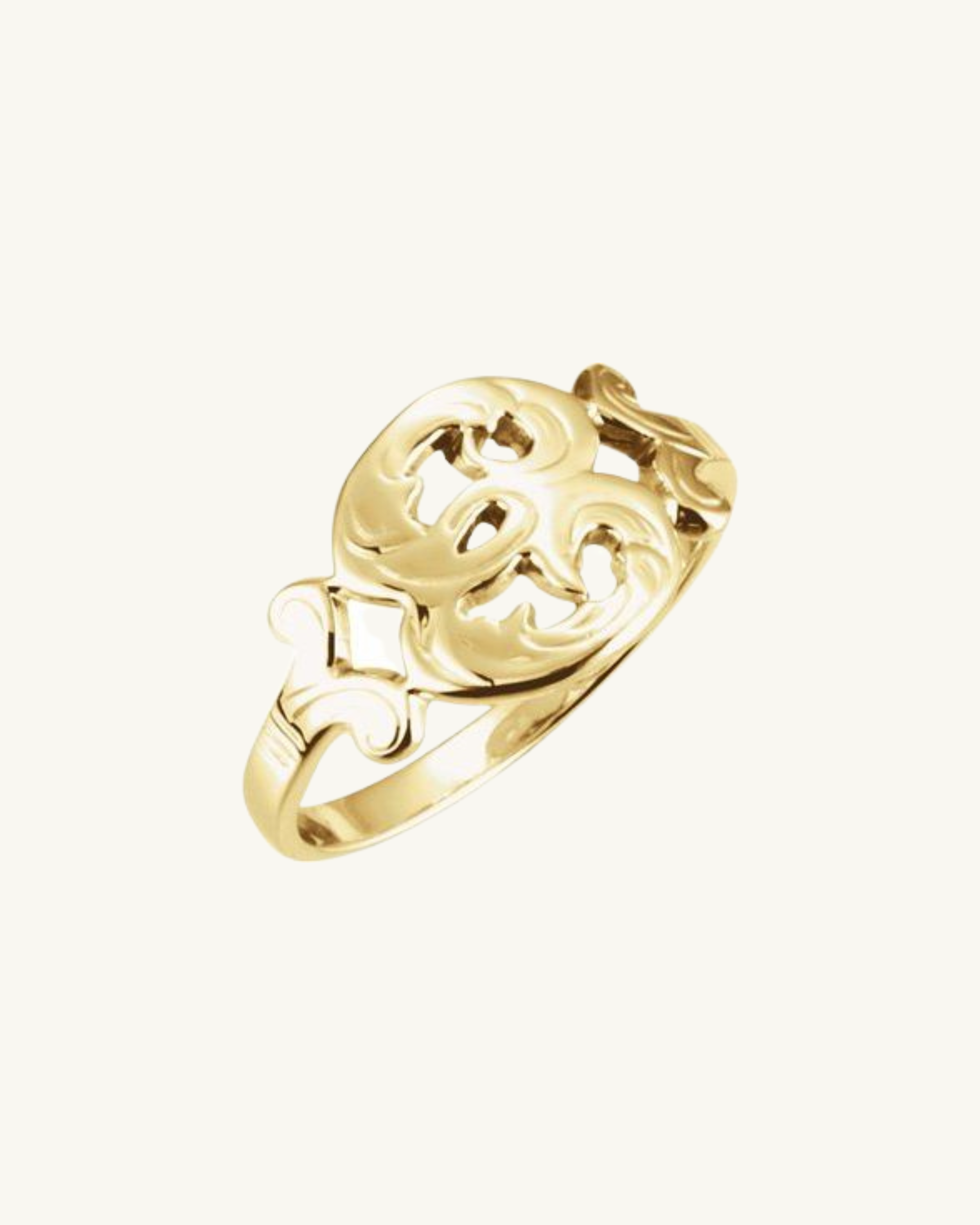 14K SOLID GOLD SCRIPT INITIAL RING