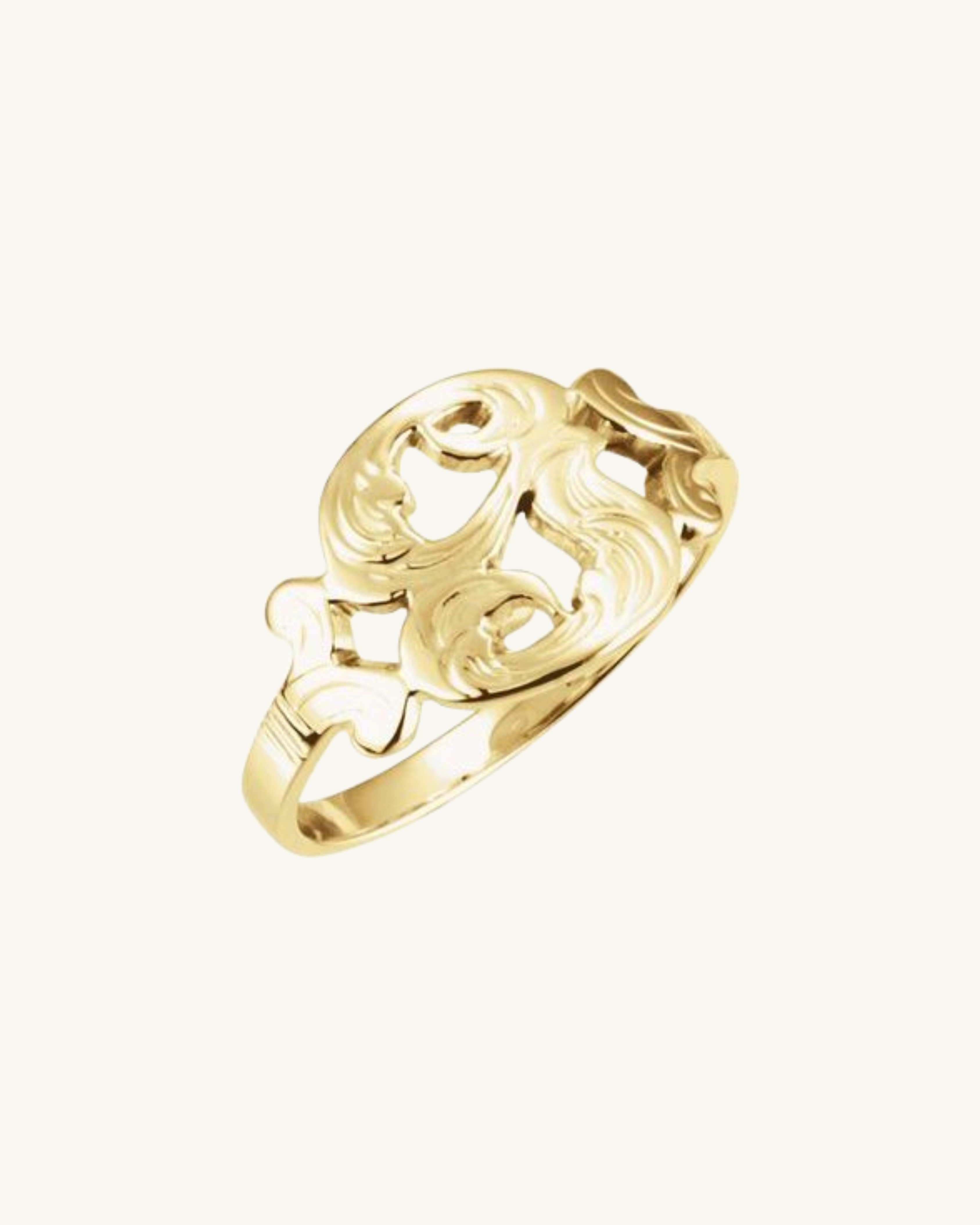 14K SOLID GOLD SCRIPT INITIAL RING