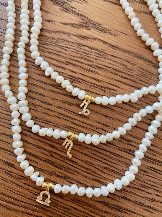 ARIEL ZODIAC NECKLACE - GENUINE PEARLS