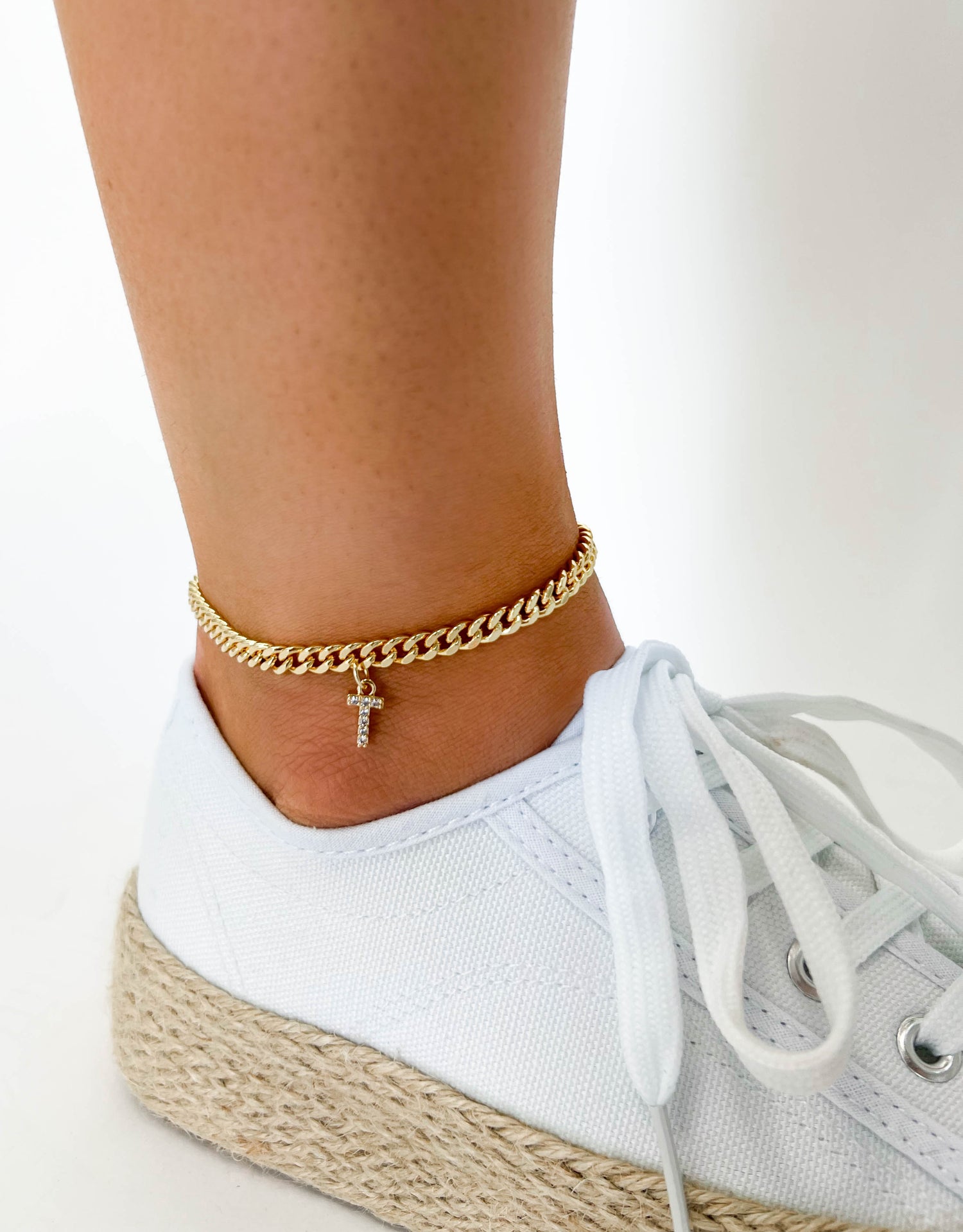 CURB CHAIN INITIAL ANKLET