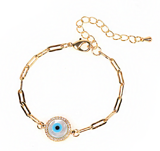 VINTAGE LINK & EVIL EYE CHARM BRACELET