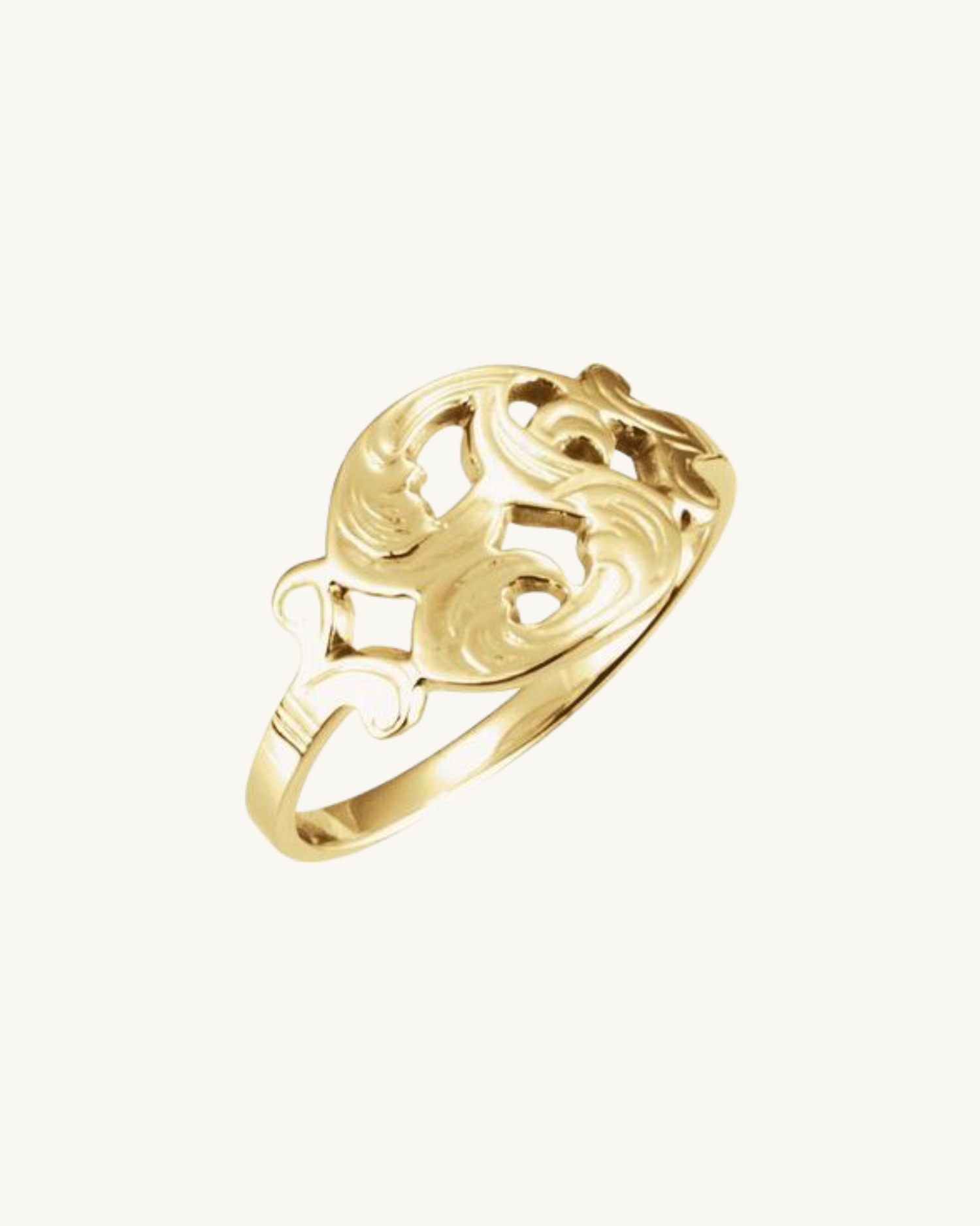 14K SOLID GOLD SCRIPT INITIAL RING