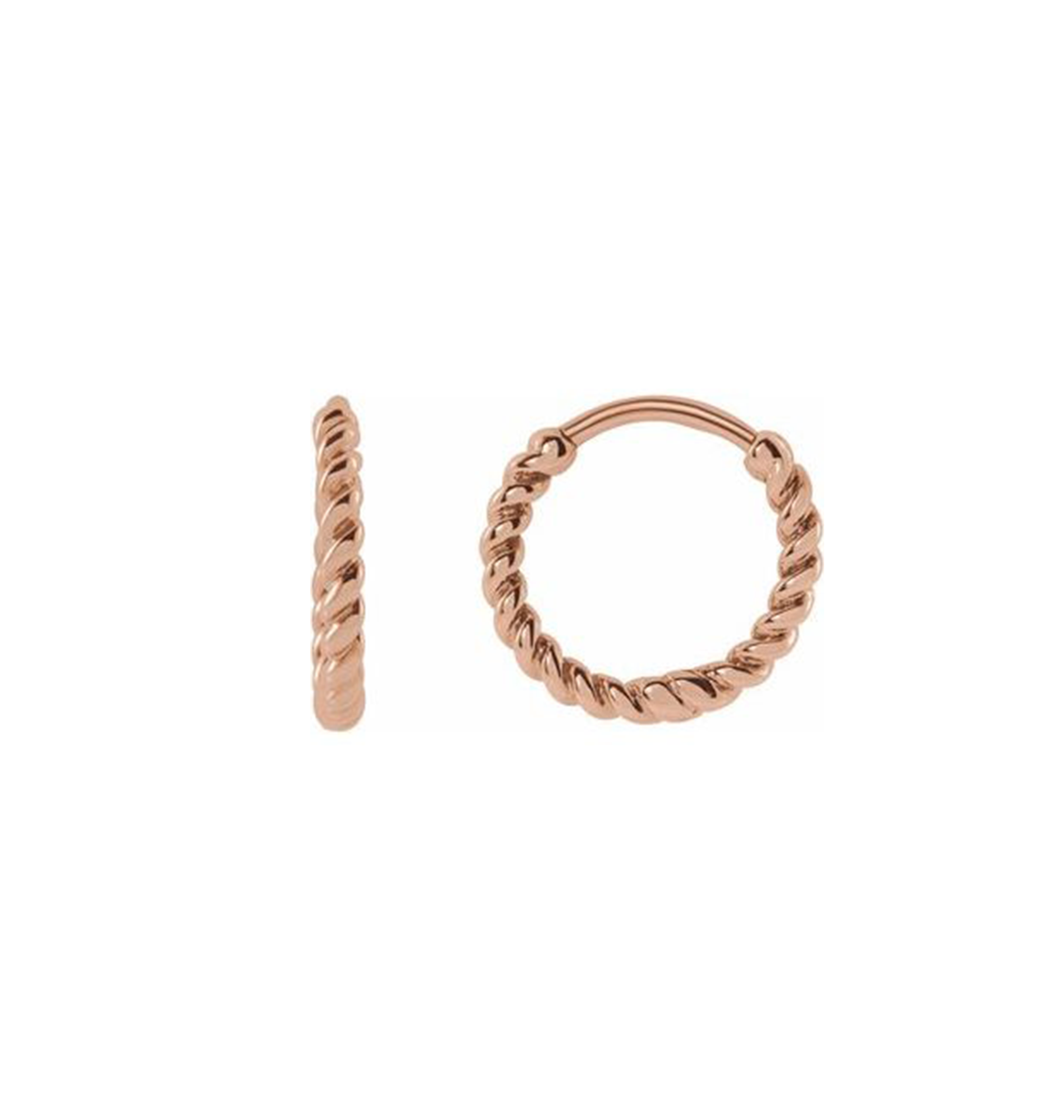 11MM BRAIDED 14K SOLID GOLD HUGGIE