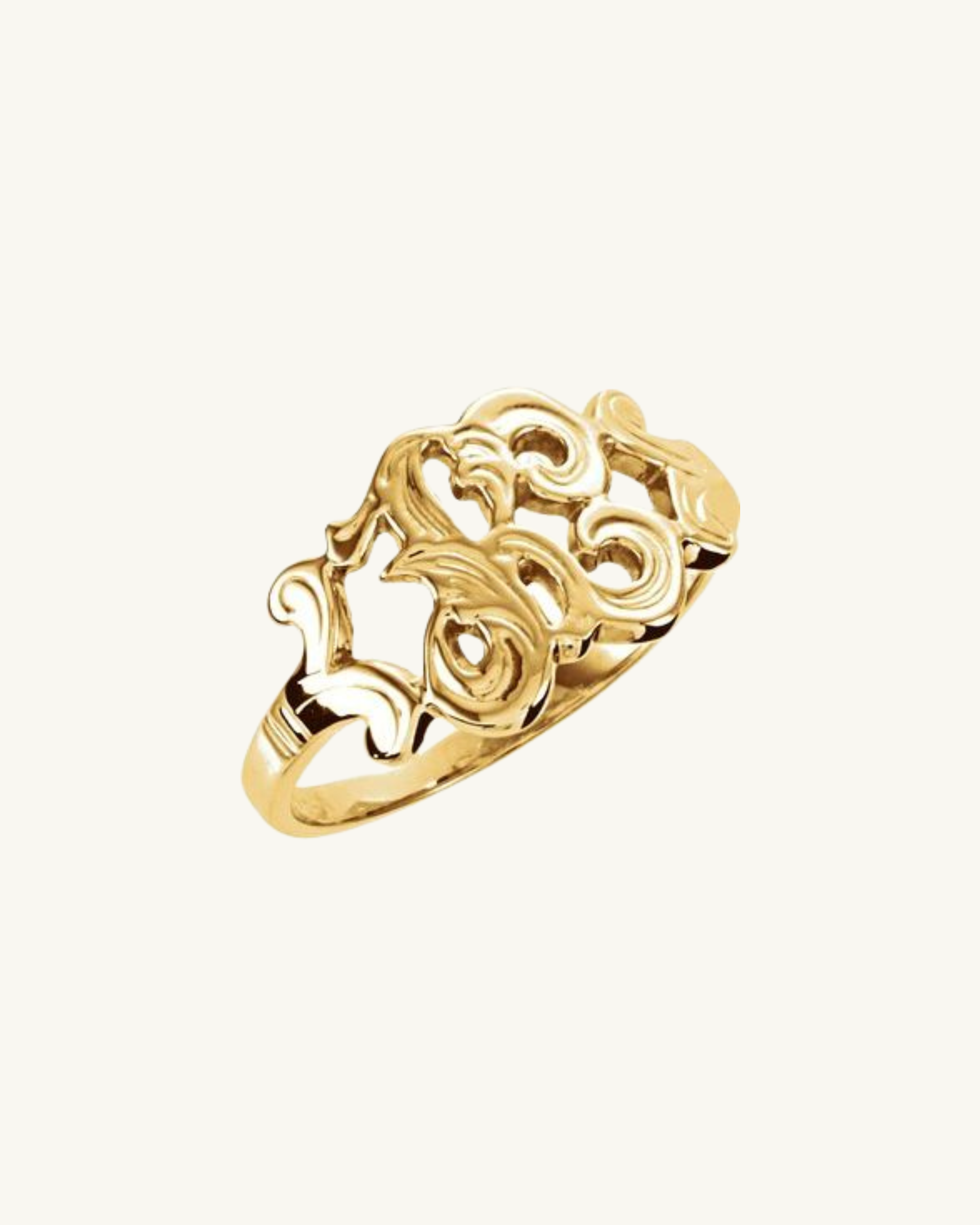 14K SOLID GOLD SCRIPT INITIAL RING