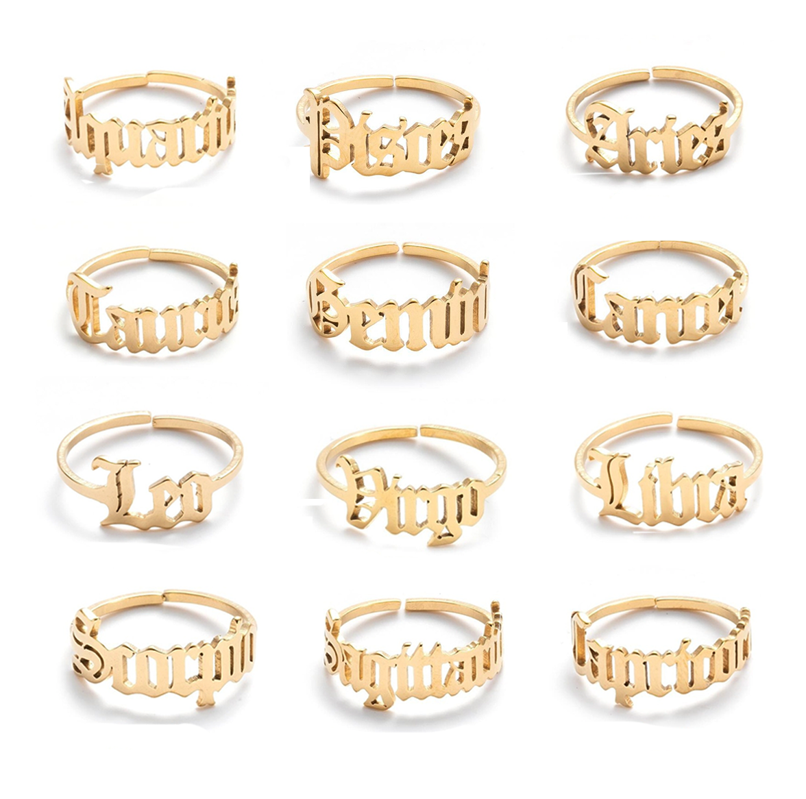 OLD ENGLISH ZODIAC RING