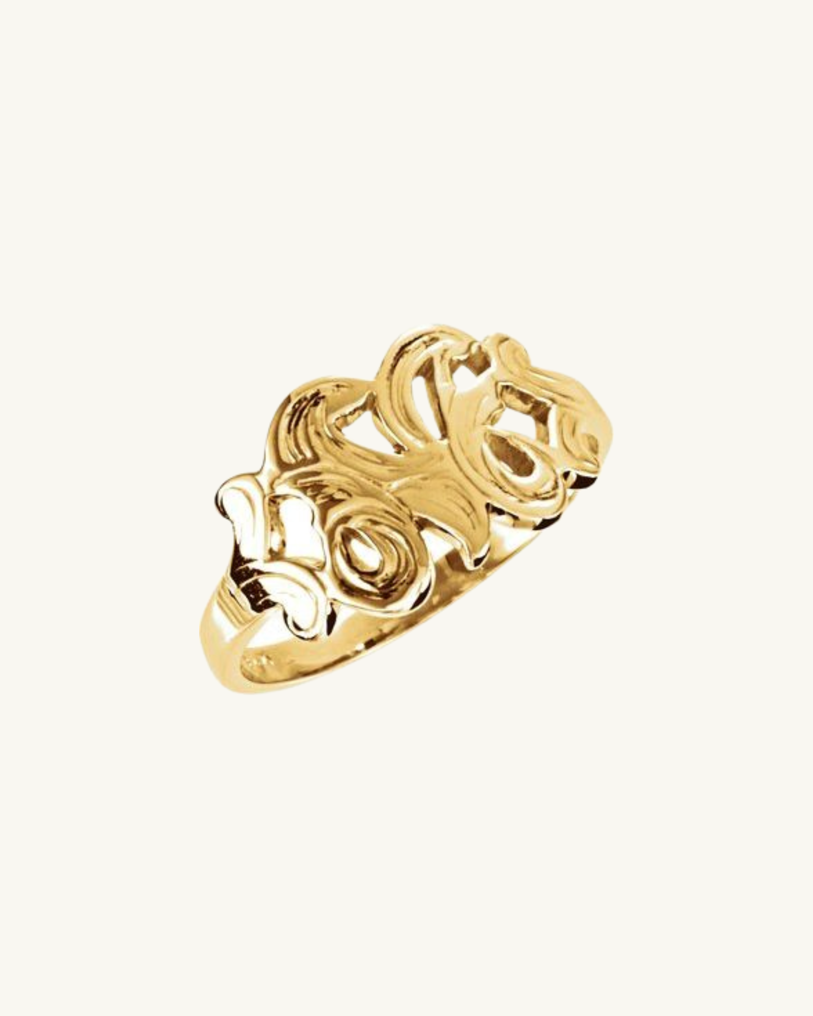 14K SOLID GOLD SCRIPT INITIAL RING