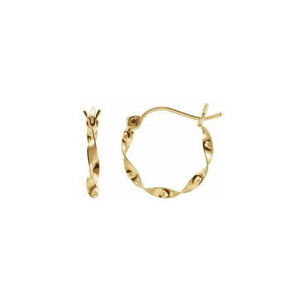 TWISTED 14K SOLID GOLD HOOP