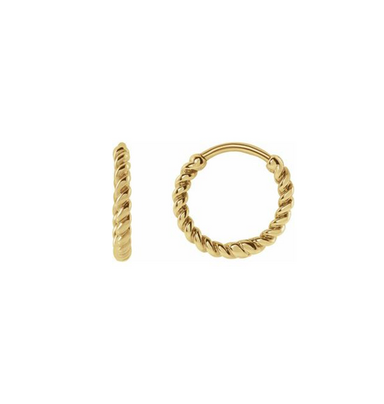 11MM BRAIDED 14K SOLID GOLD HUGGIE